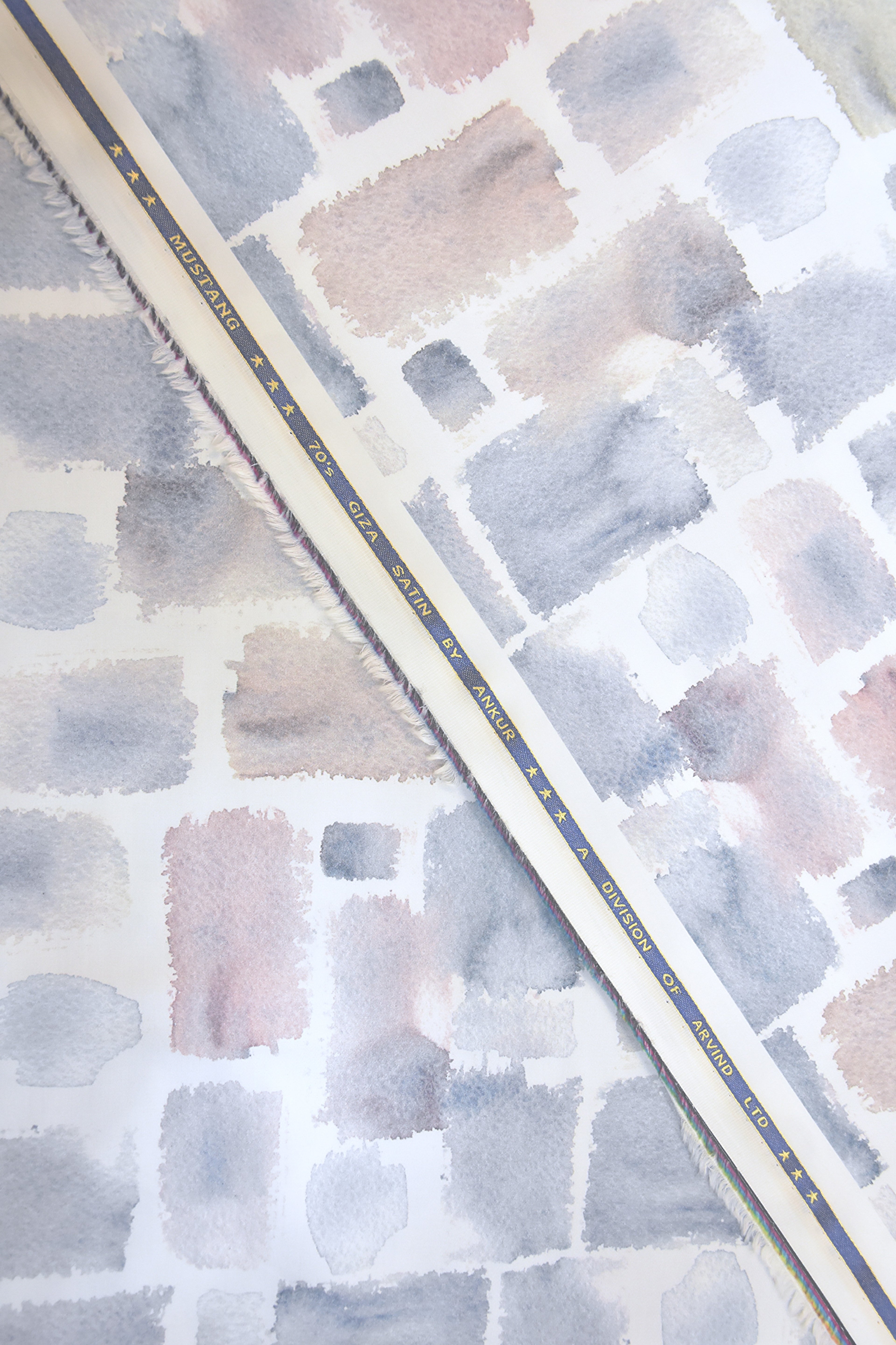 Indigo Blue Watercolor Mosaic Pattern White Shirt