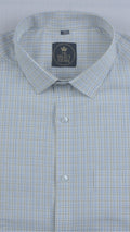 Blue and Beige Micro-Check Plaid Shirt