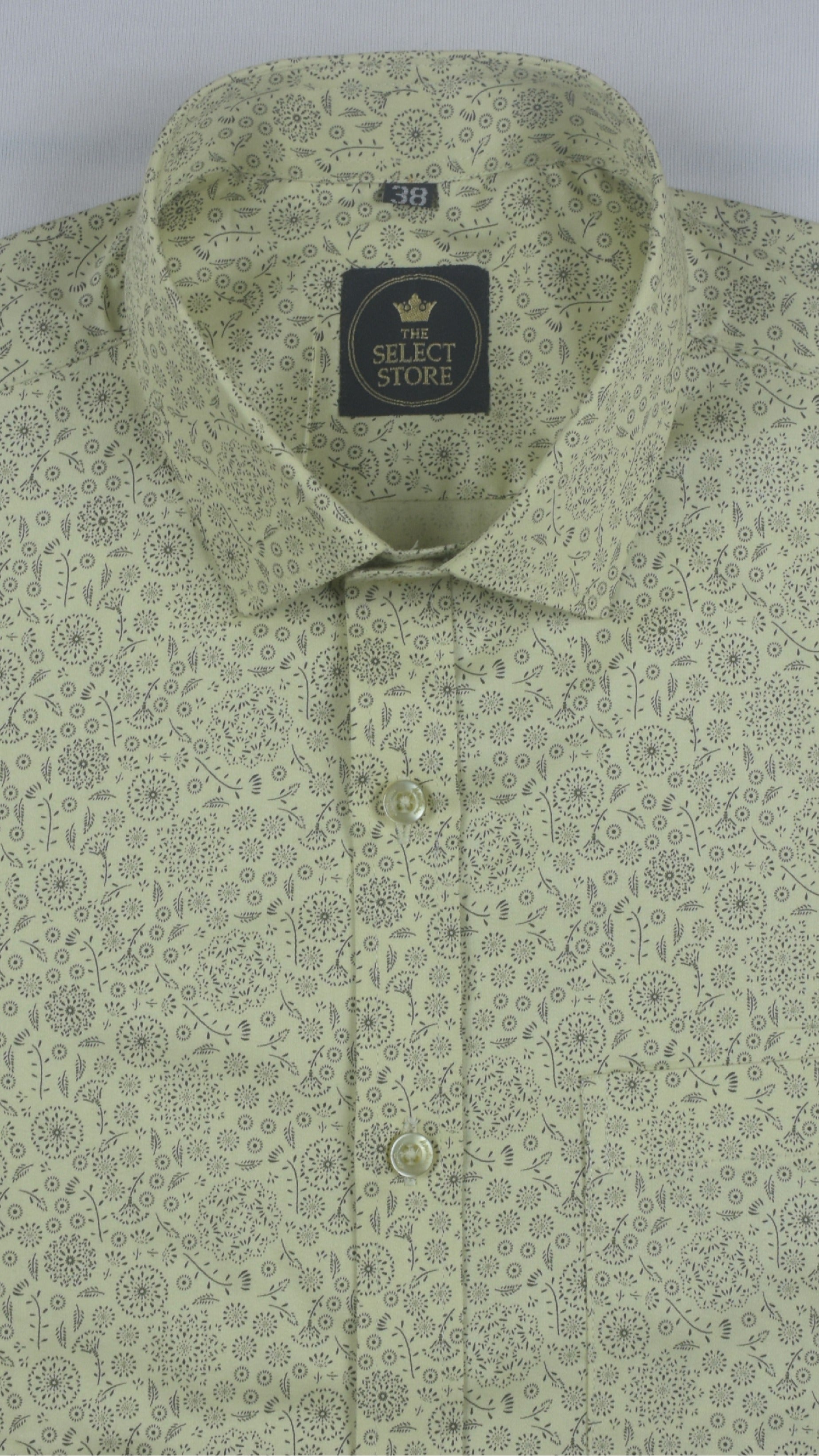 Ornamental Micro-Print Light Green Shirt