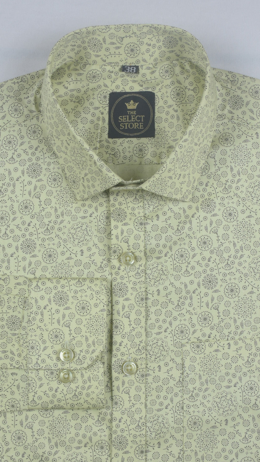 Ornamental Micro-Print Light Green Shirt