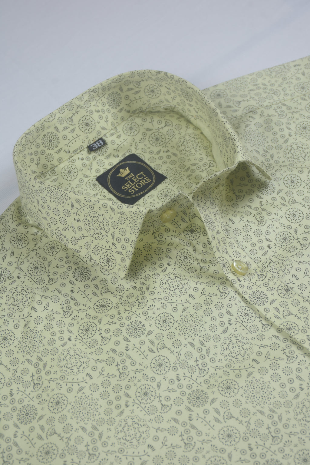Ornamental Micro-Print Light Green Shirt