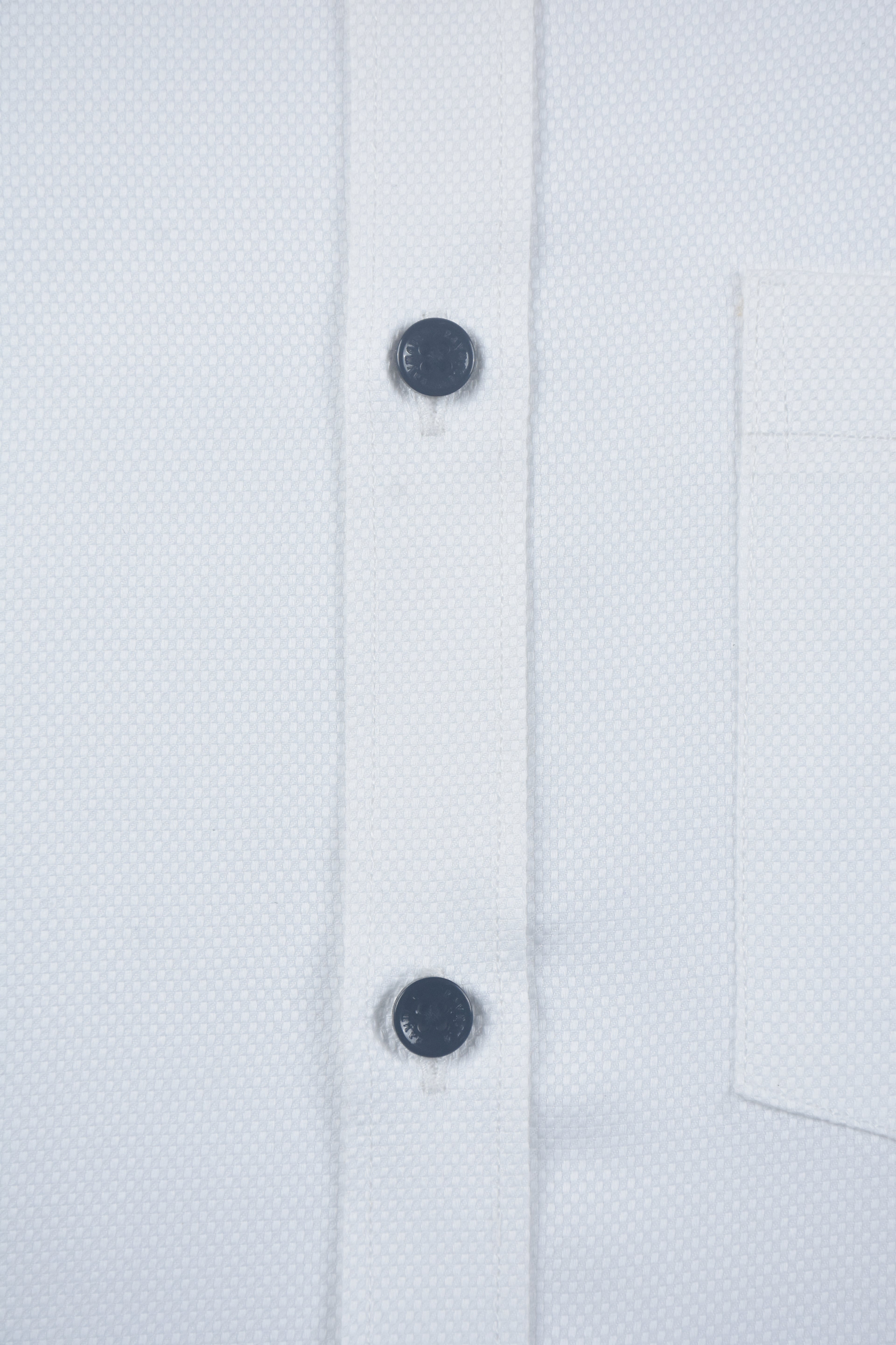 Solid White Dobby-Textured Shirt