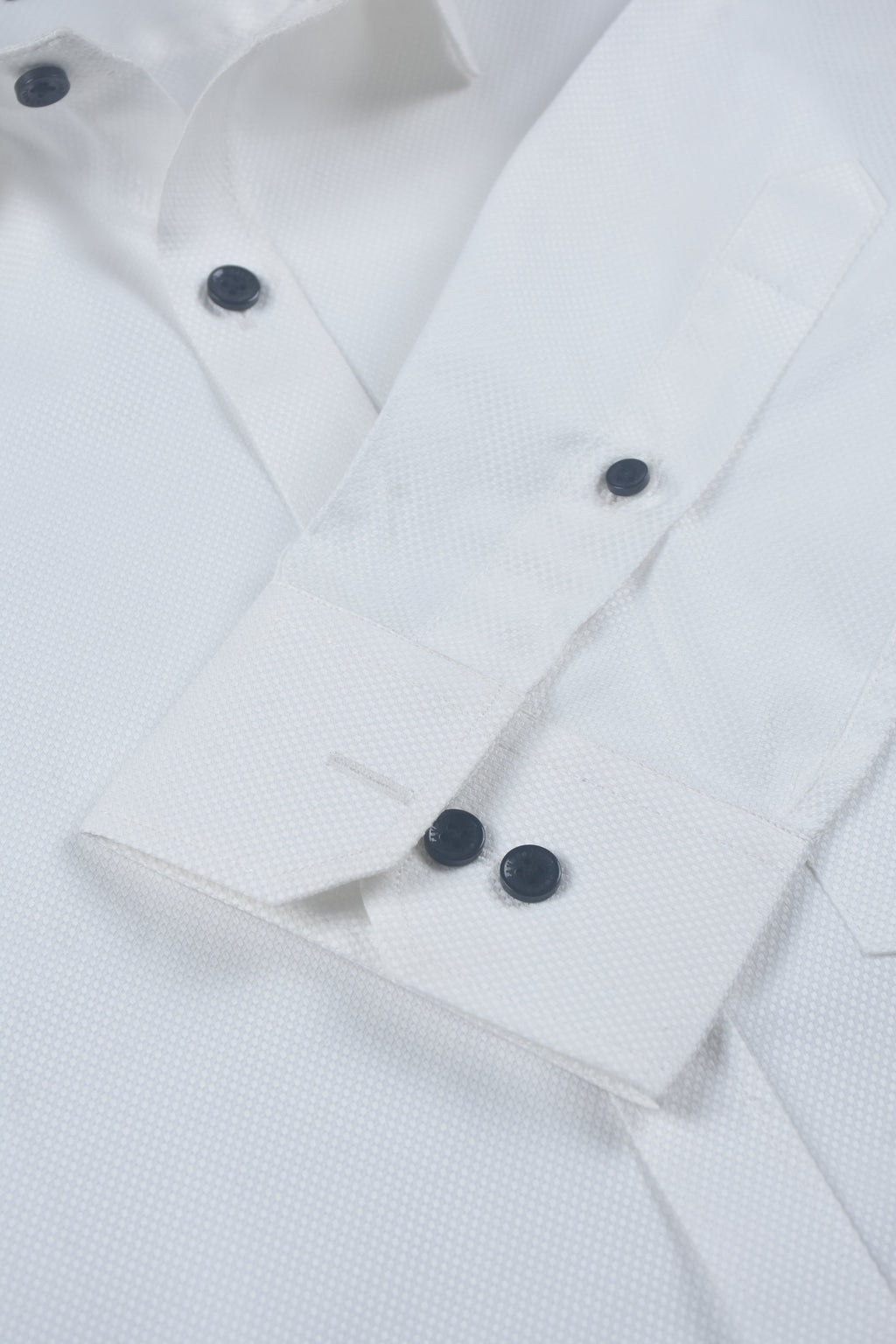 Solid White Dobby-Textured Shirt