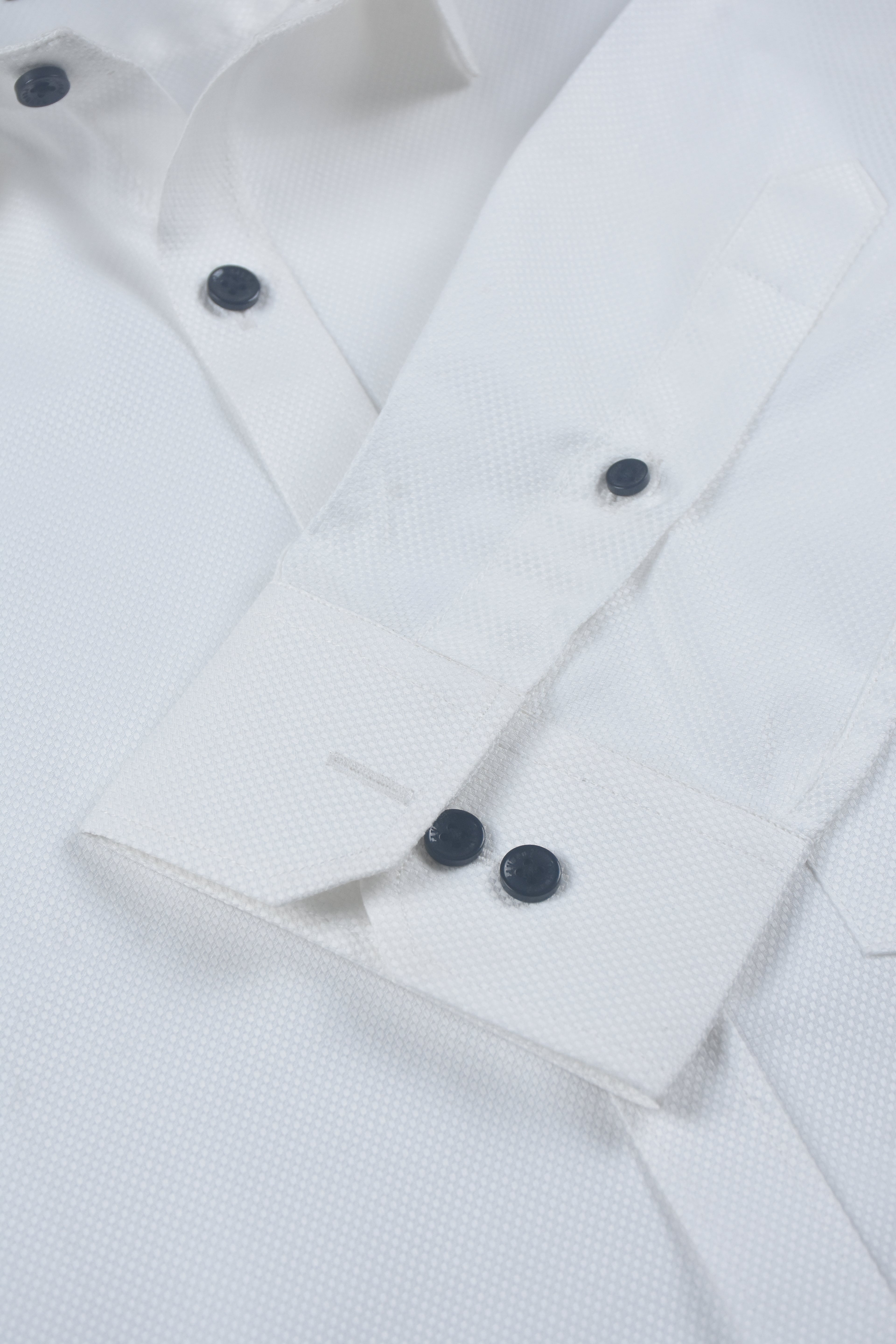 Solid White Dobby-Textured Shirt