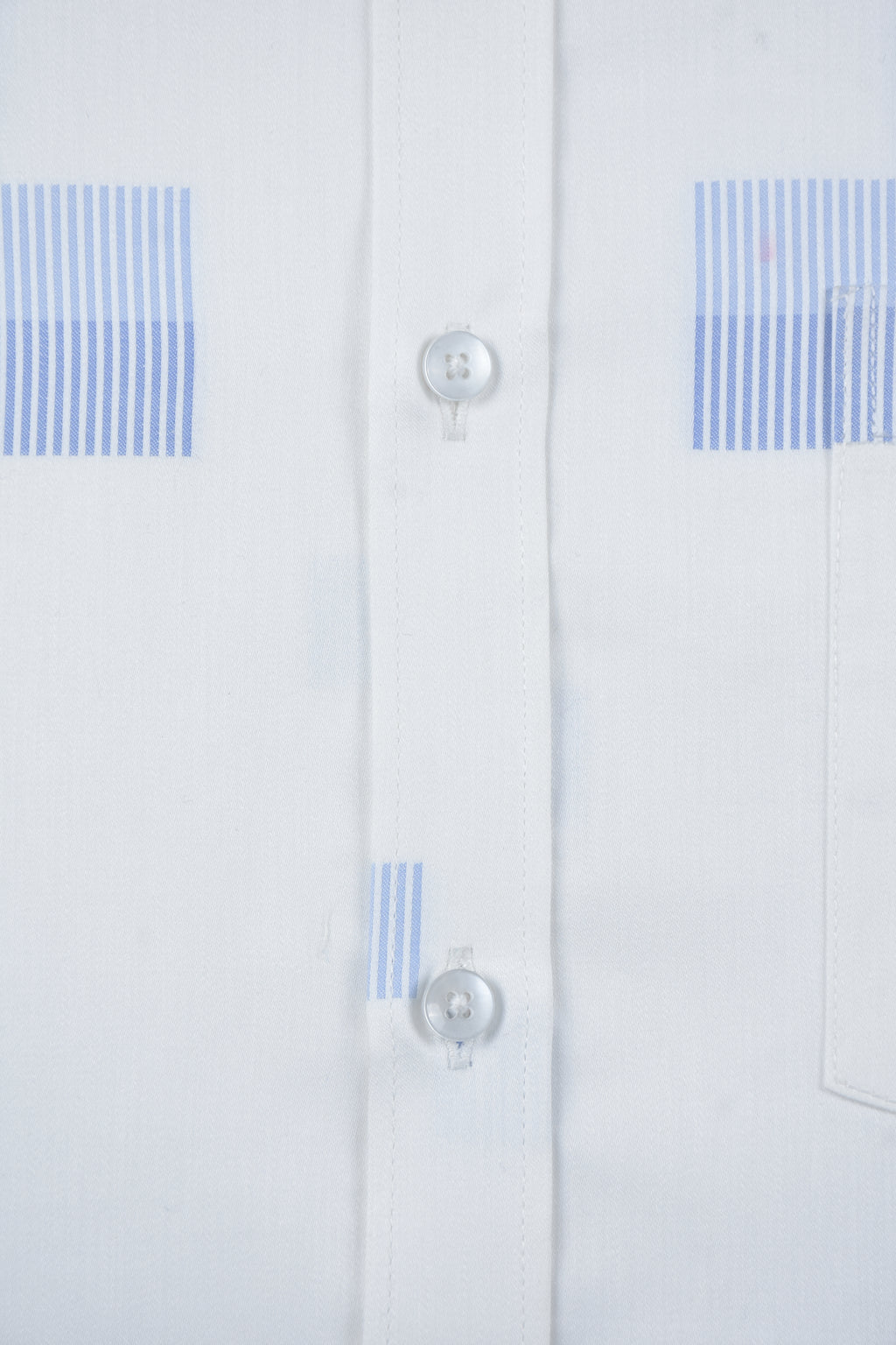 Blue Geometric Linear Blocks White Shirt