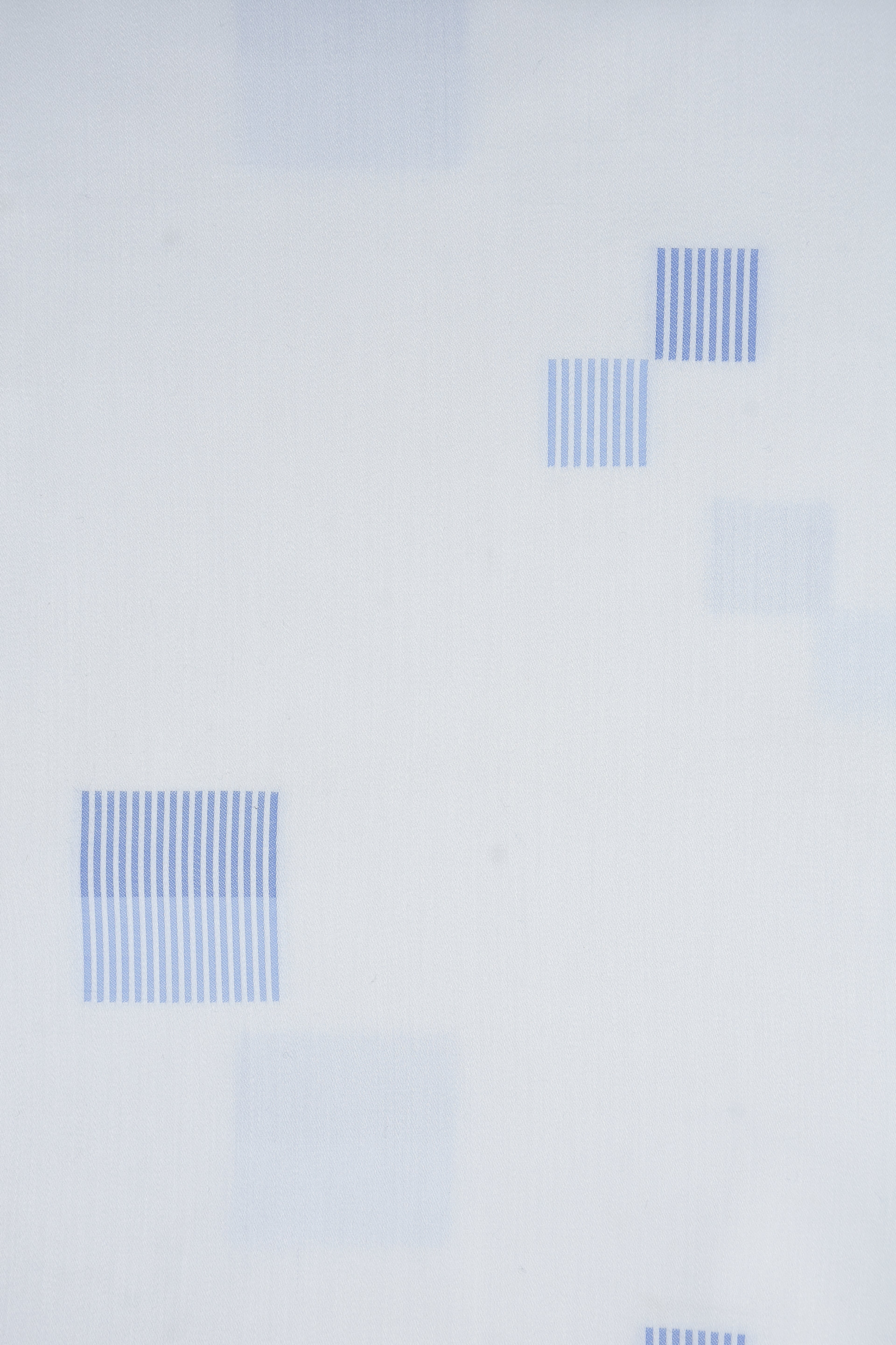 Blue Geometric Linear Blocks White Shirt