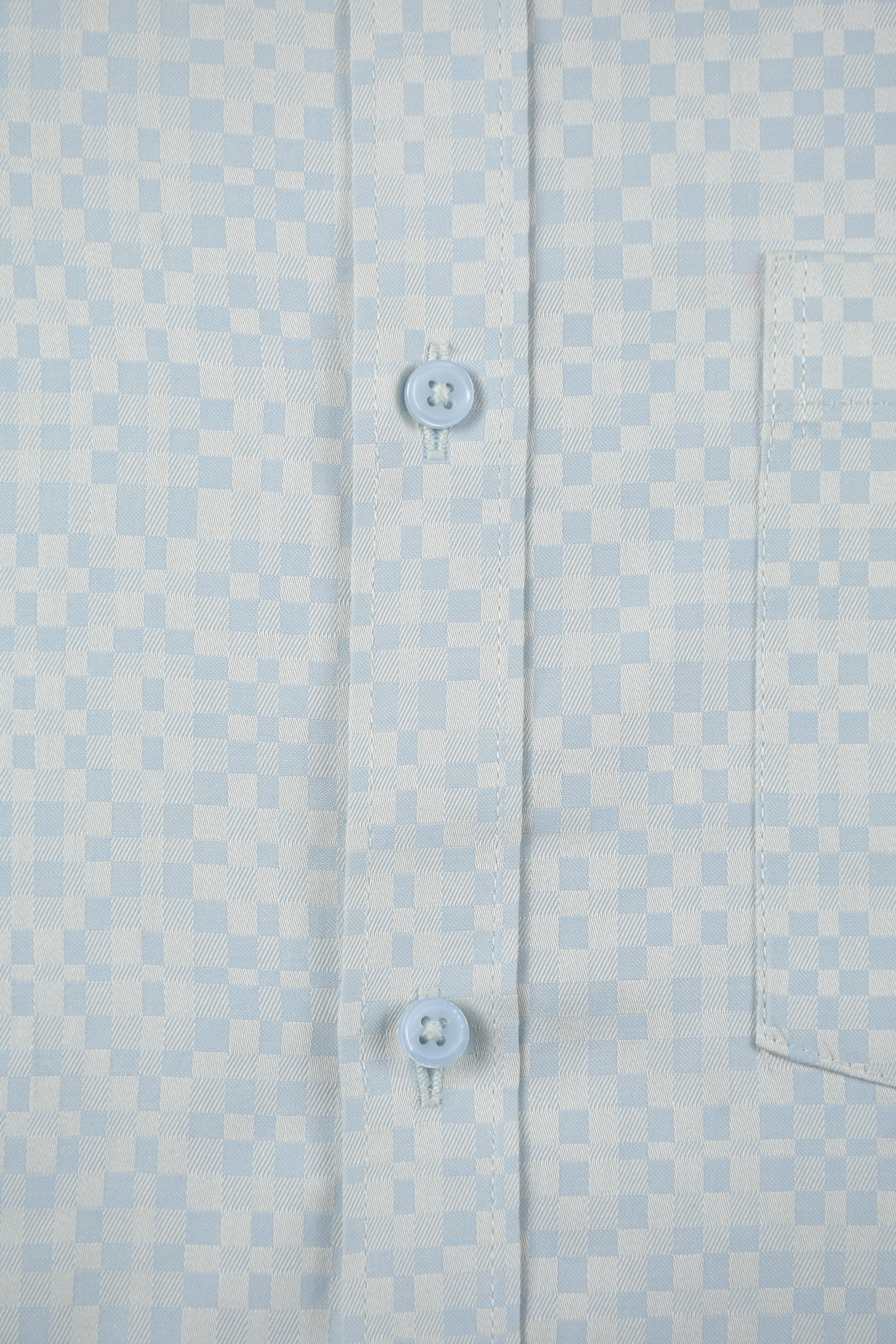 Premium Sky Blue Geometric Pixel-Check Shirt