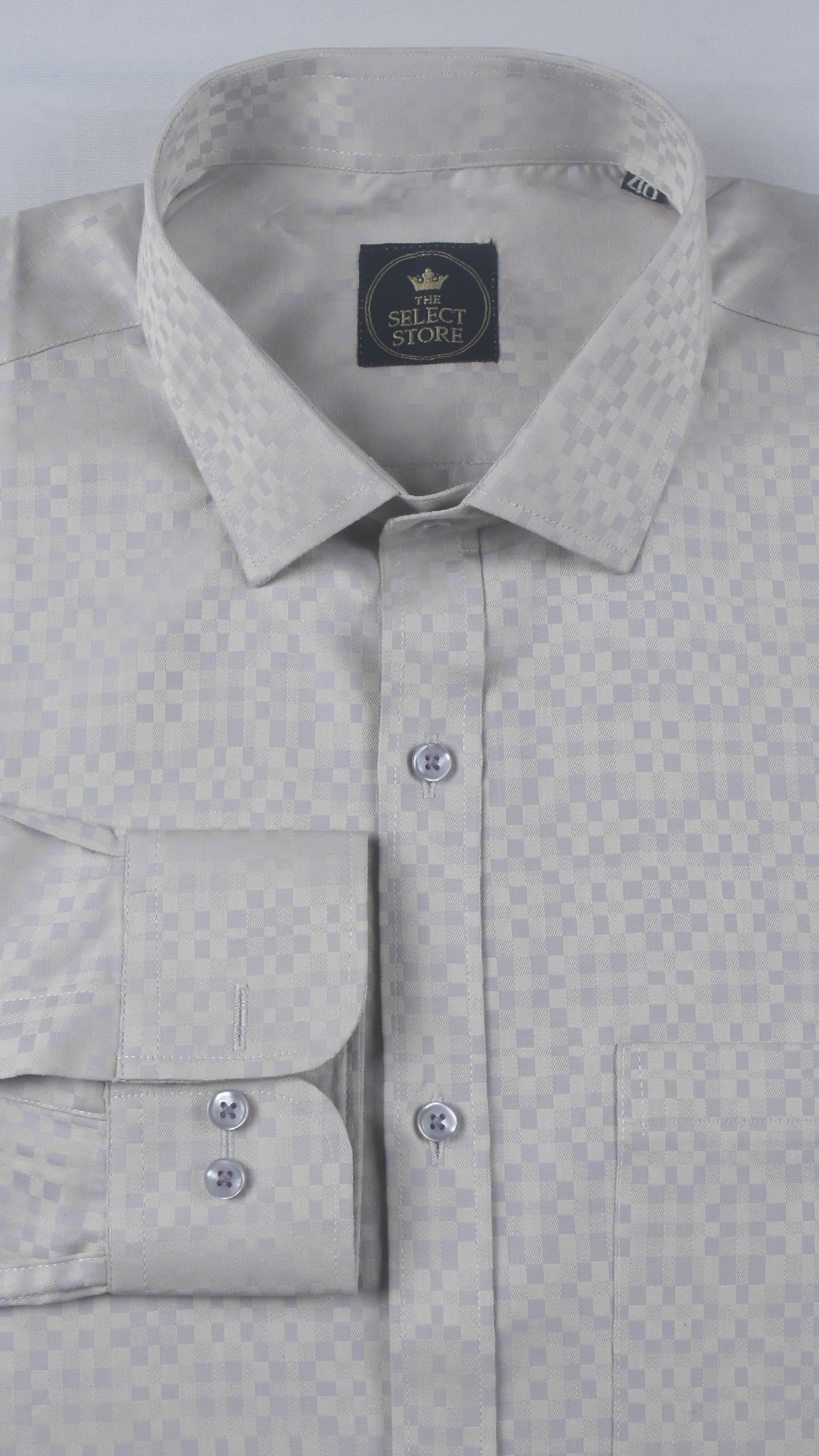Premium Lavender Geometric Pixel-Check Shirt