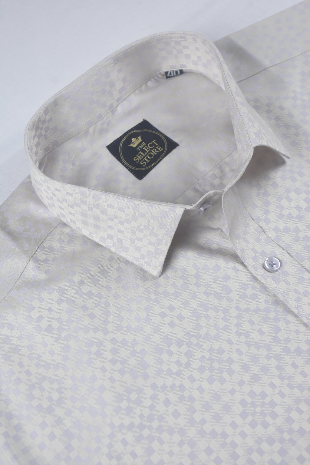 Premium Lavender Geometric Pixel-Check Shirt