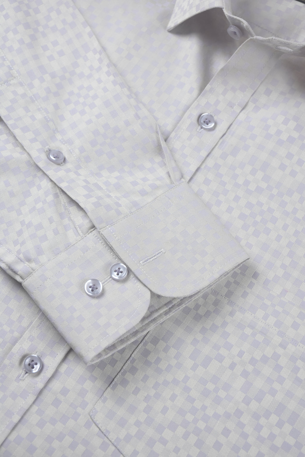 Premium Lavender Geometric Pixel-Check Shirt