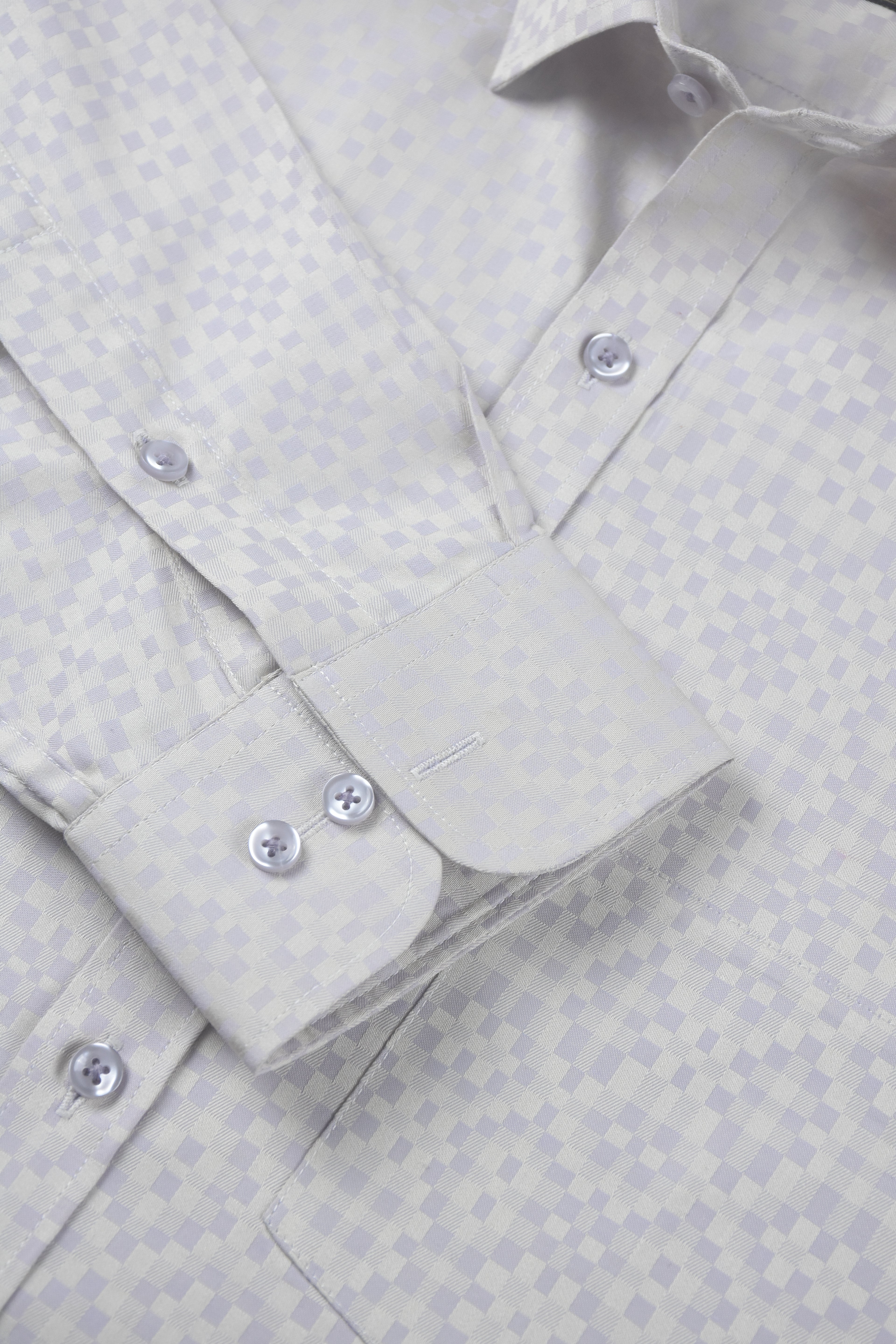 Premium Lavender Geometric Pixel-Check Shirt