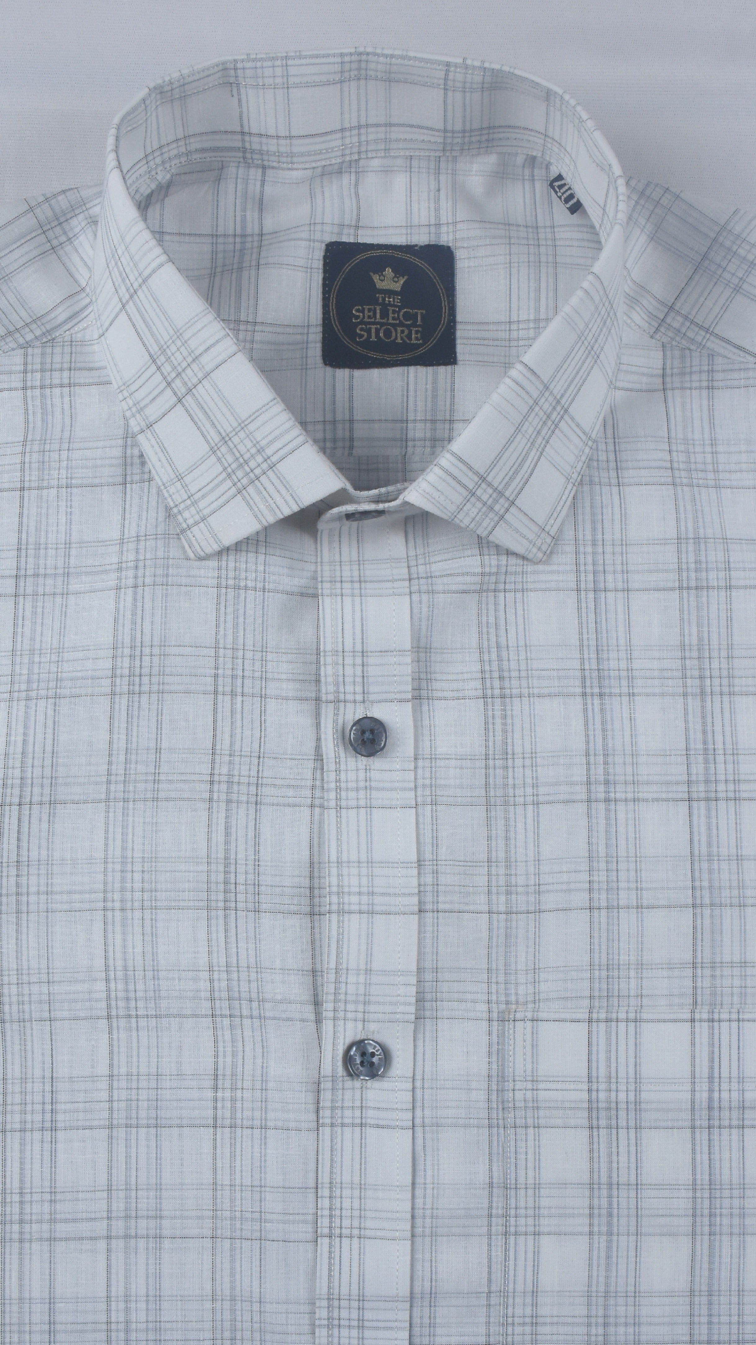 Light Grey Stripe Check Textured Shirt