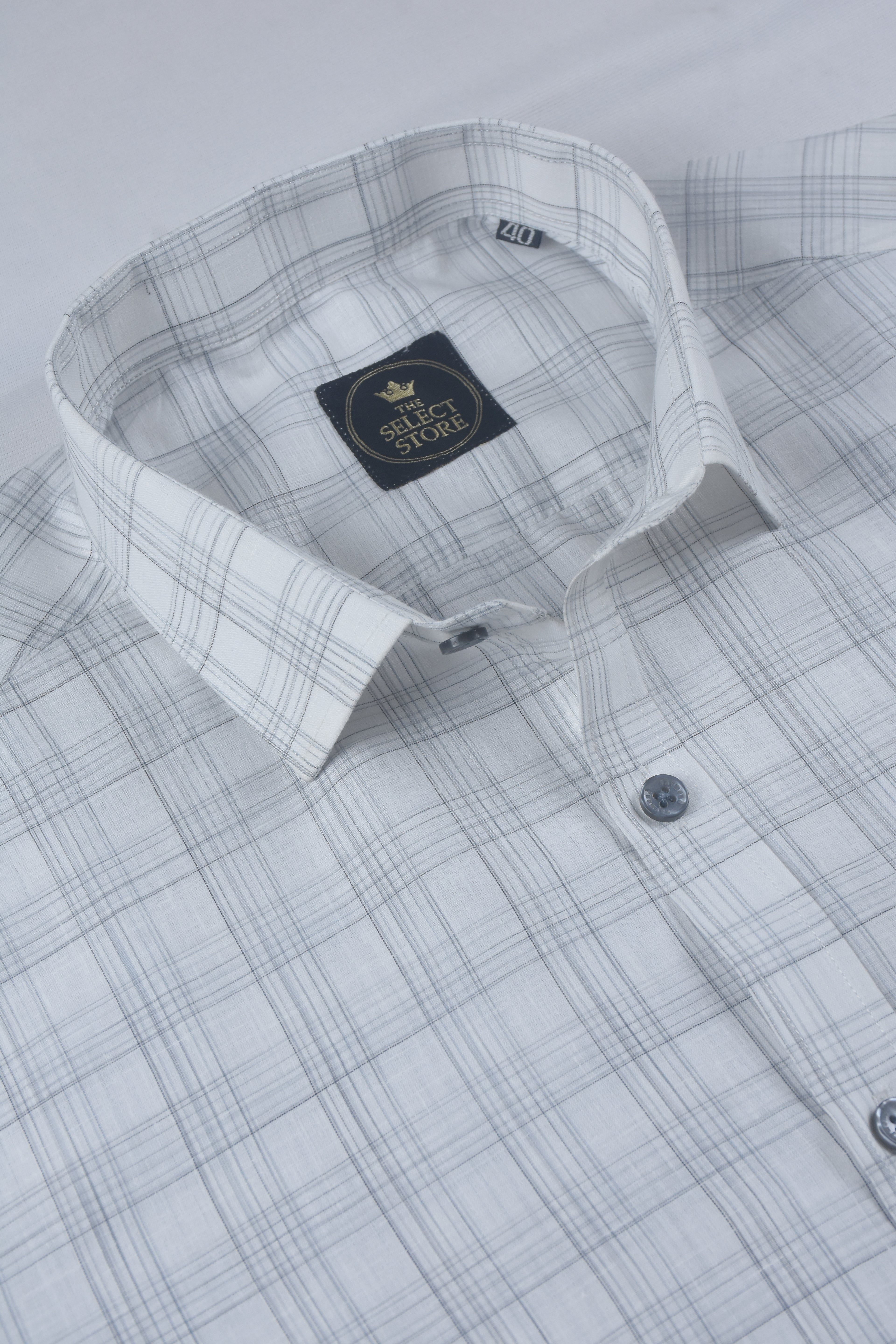Light Grey Stripe Check Textured Shirt