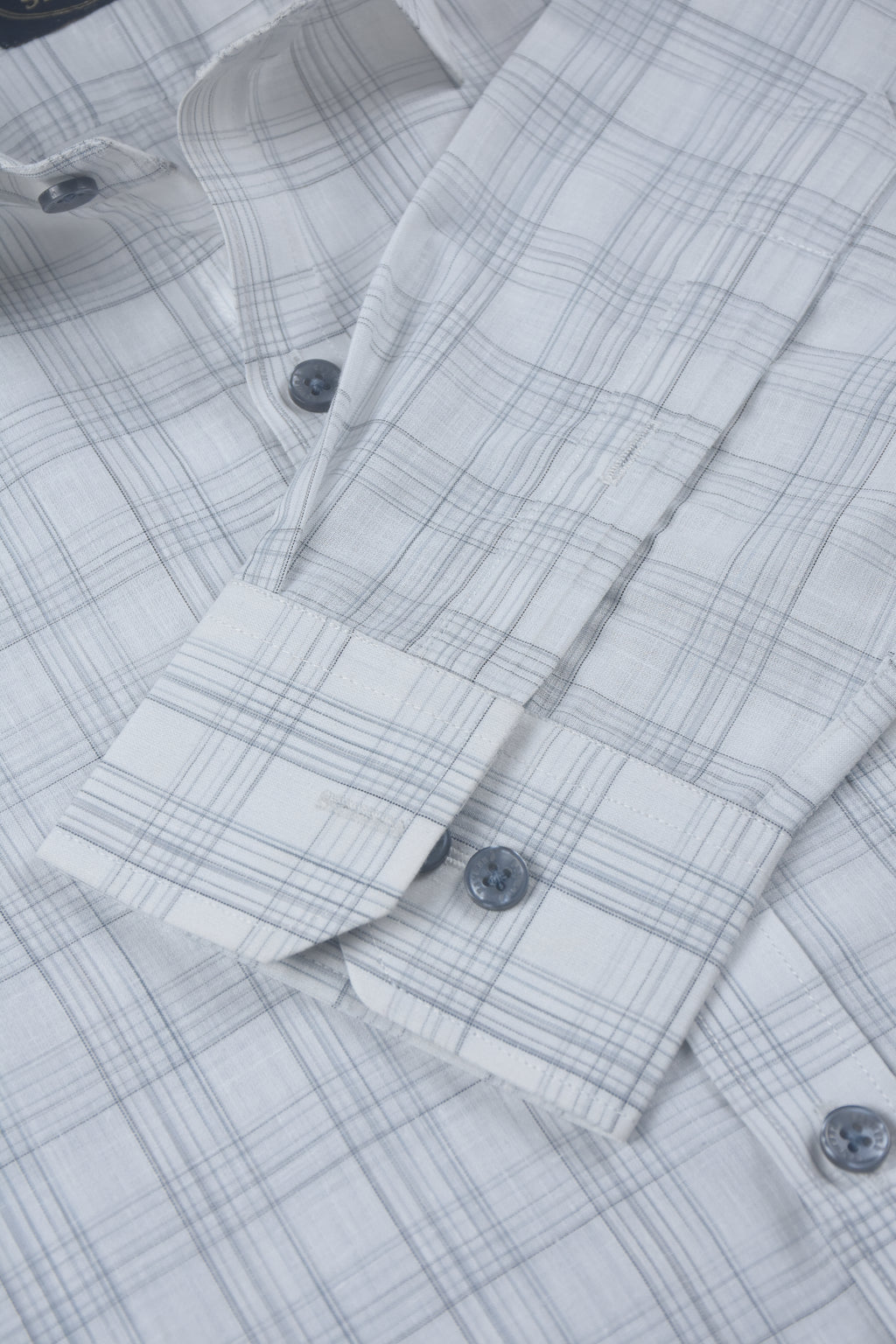 Light Grey Stripe Check Textured Shirt