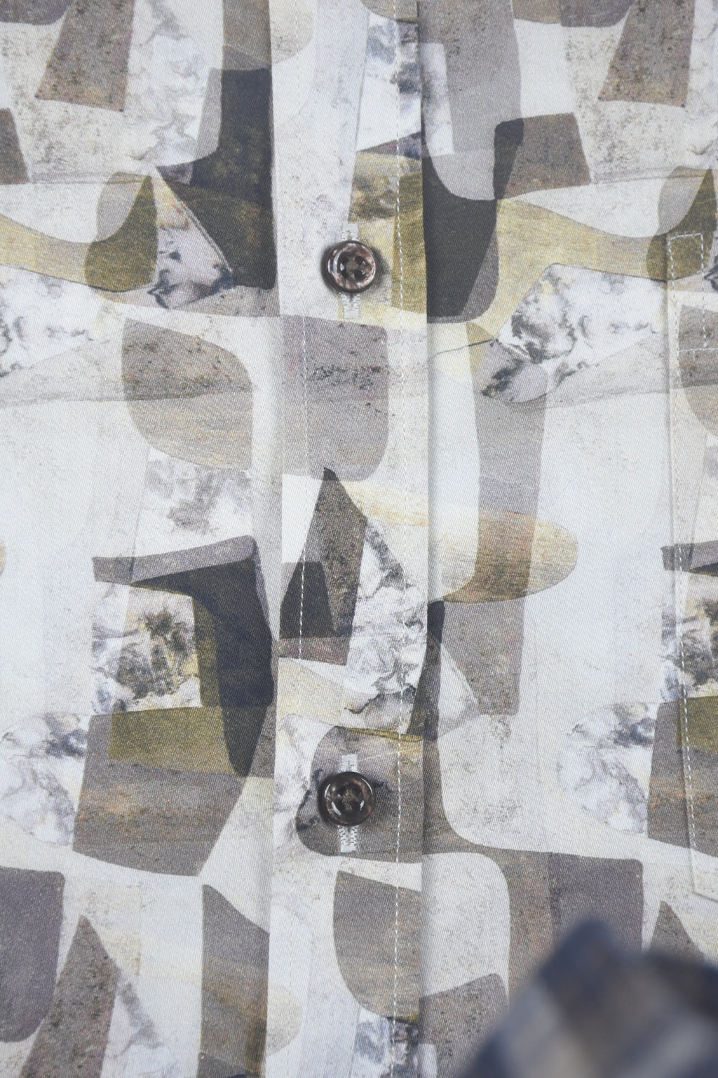 Abstract Earth-Toned Stone Mosaic Off-White Shirt