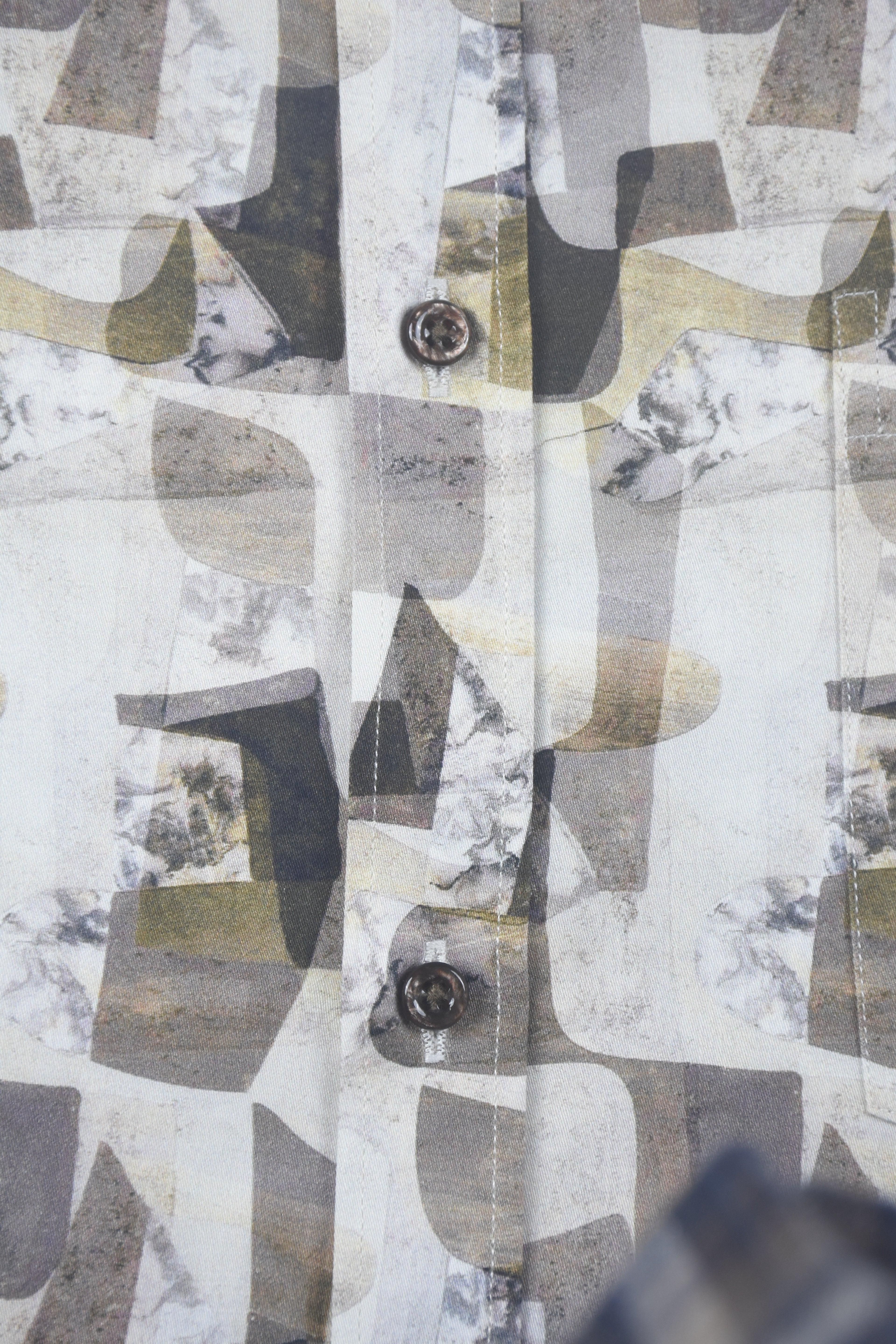 Abstract Earth-Toned Stone Mosaic Off-White Shirt