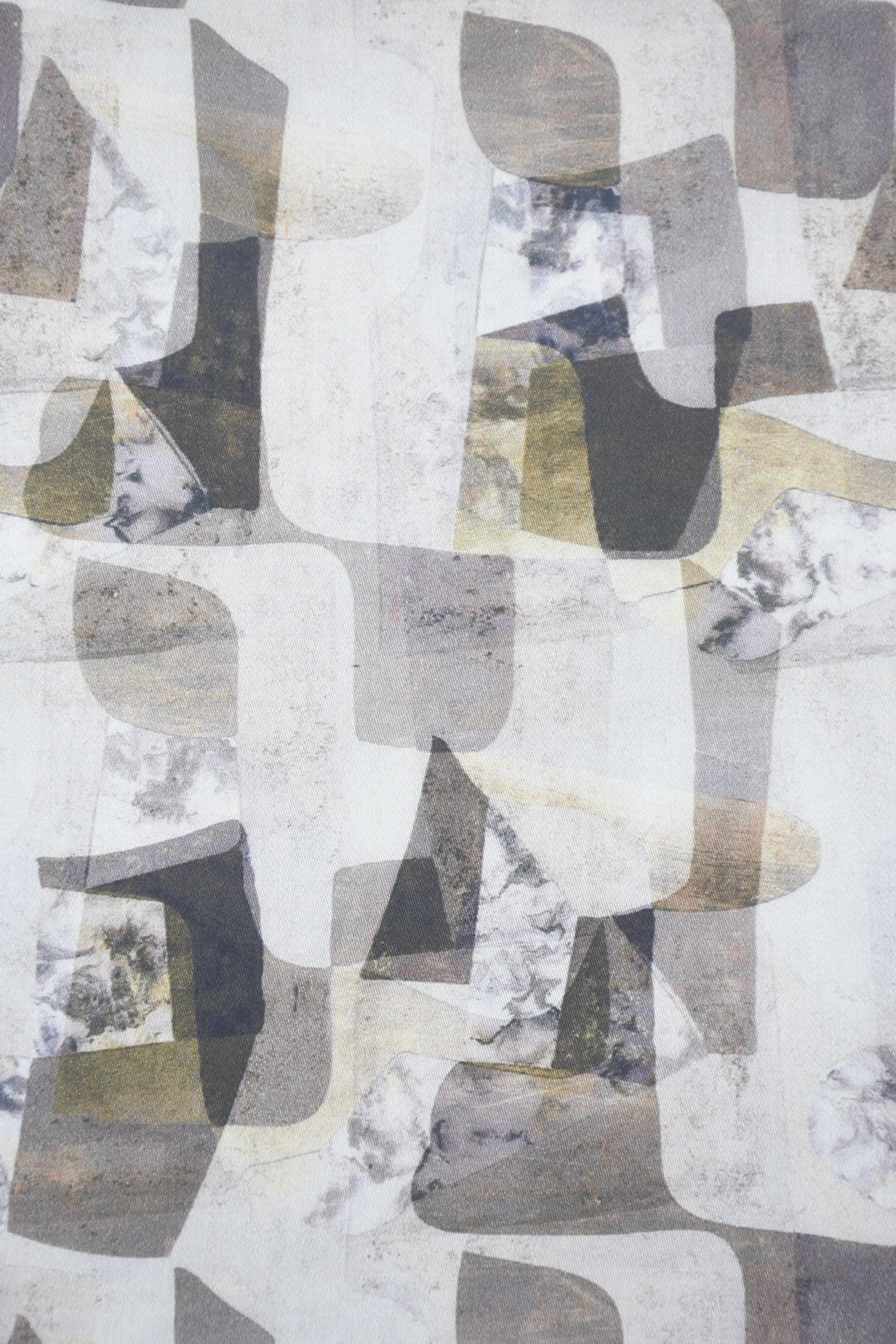 Abstract Earth-Toned Stone Mosaic Off-White Shirt