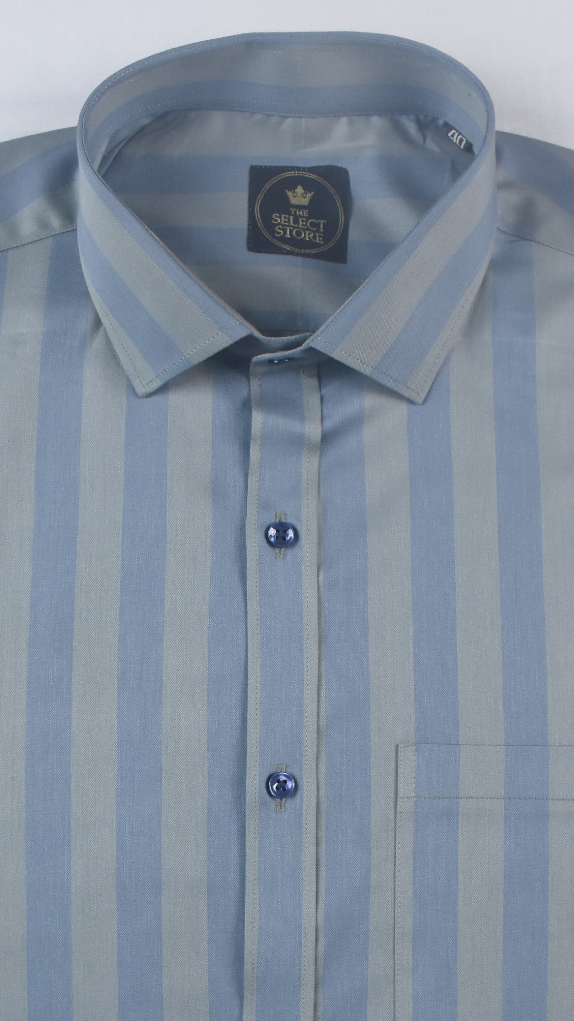 Slate Grey & Sky Blue Shadow-Striped Shirt
