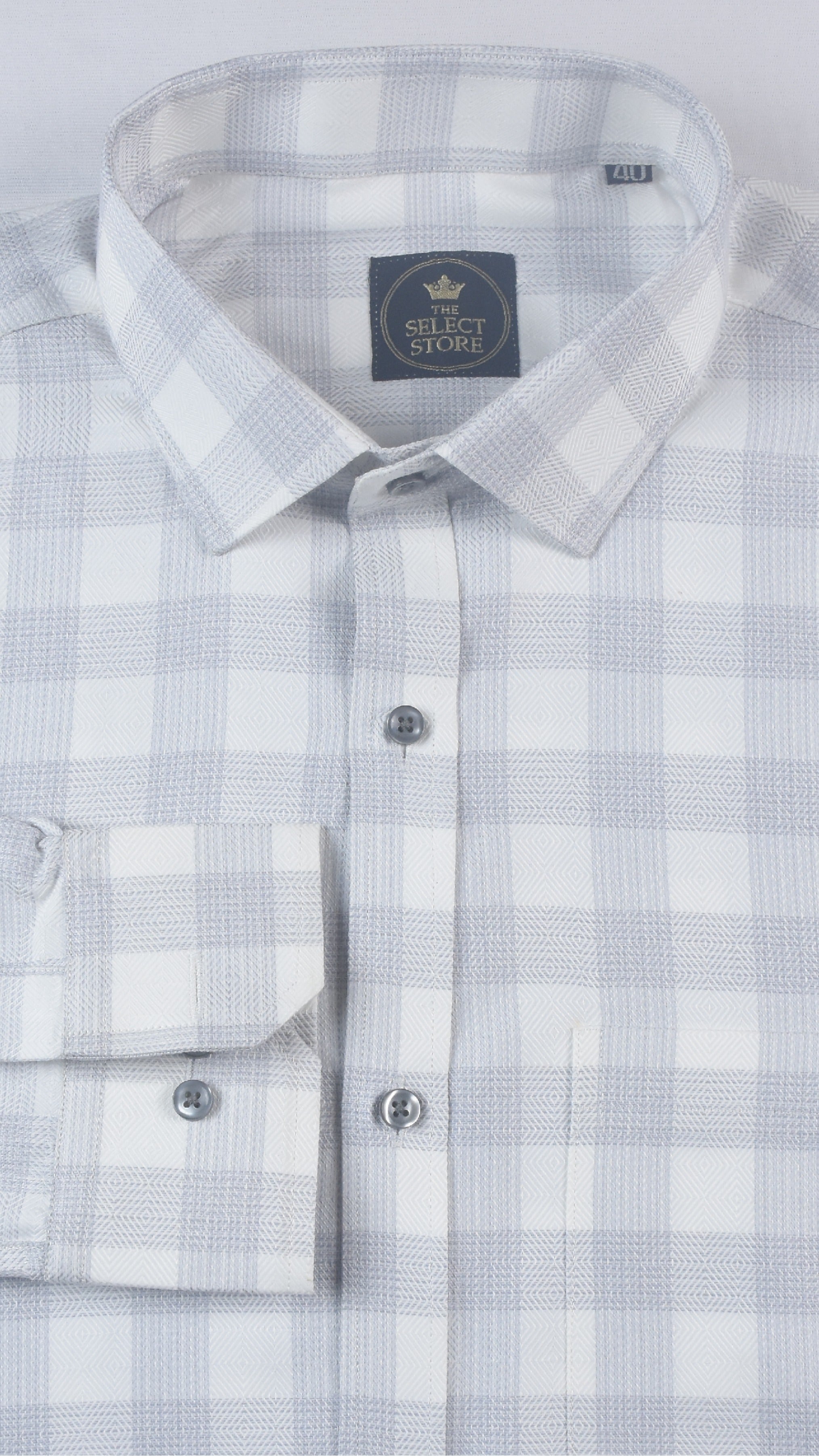Grey Pinstriped Checks Premium Shirt
