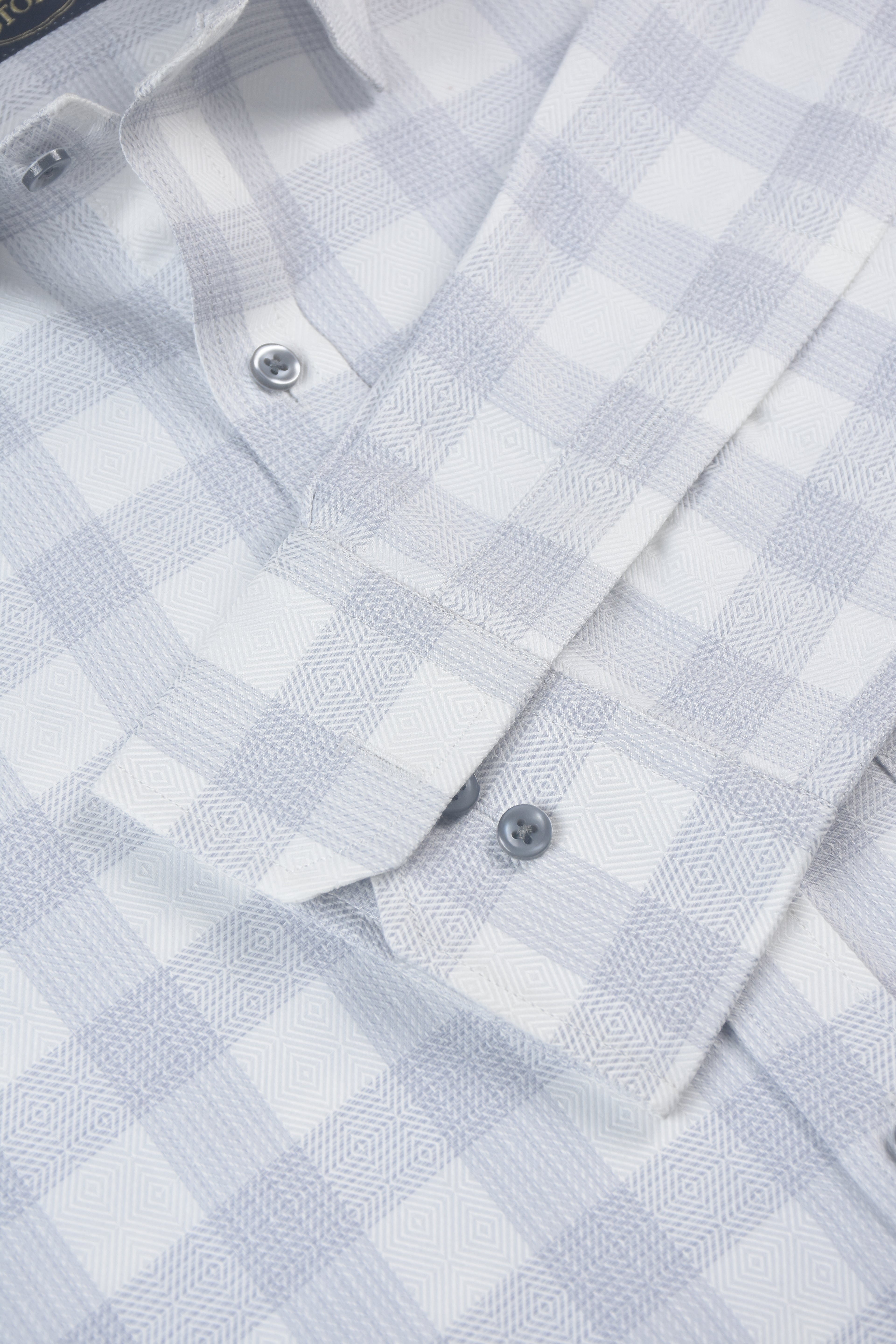 Grey Pinstriped Checks Premium Shirt