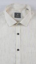 Ivory Fine Vertical Linear Textured Shirt