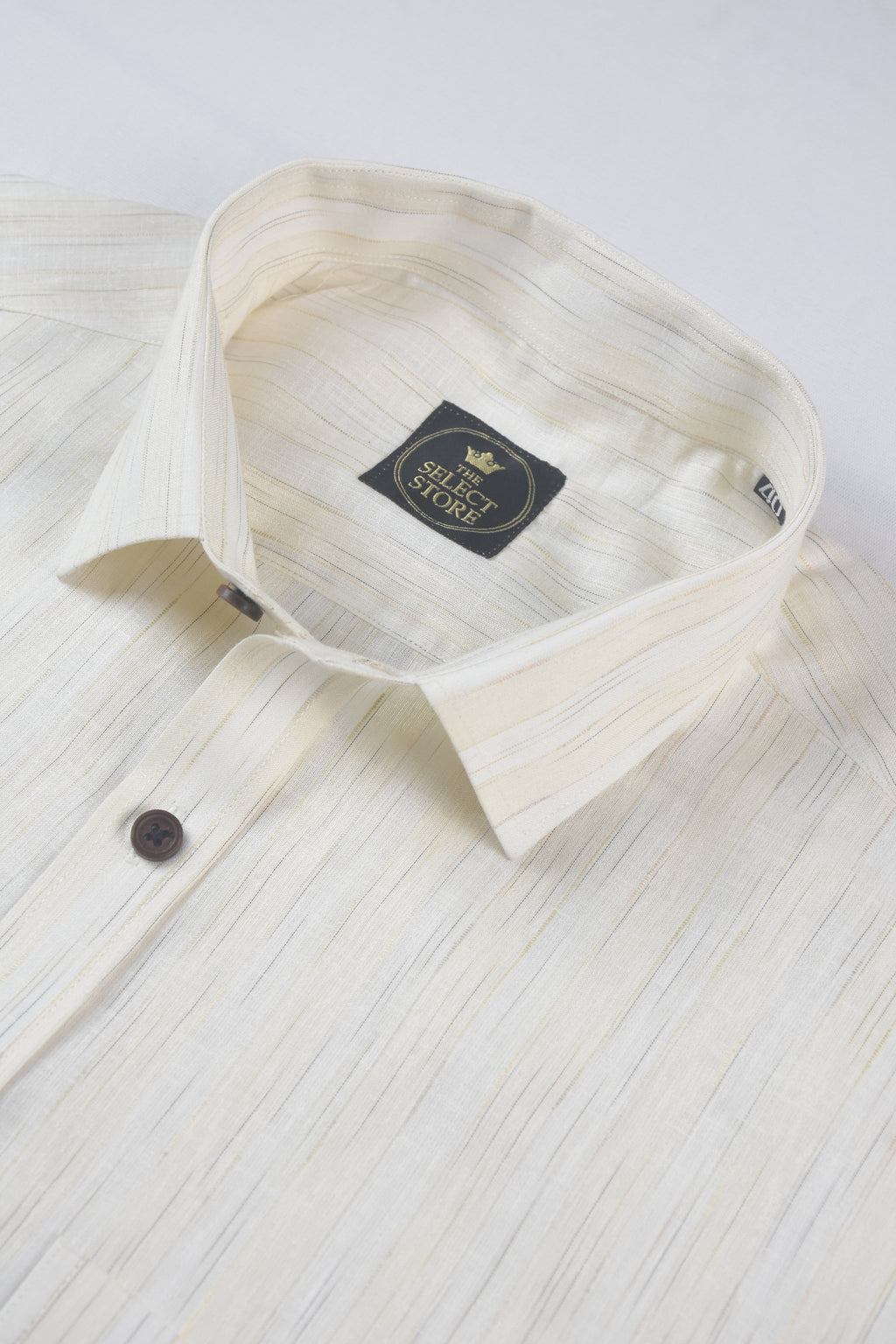Ivory Fine Vertical Linear Textured Shirt