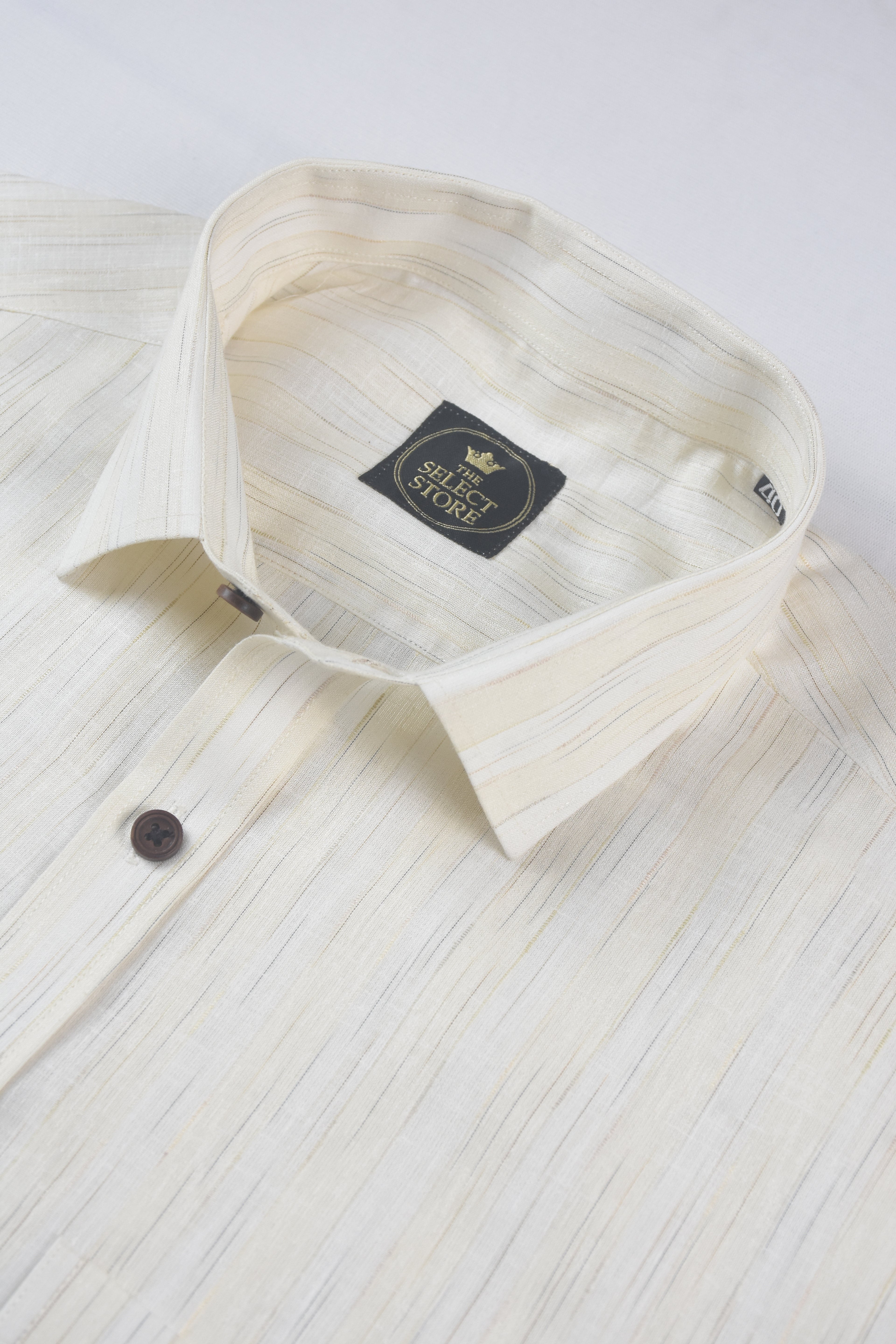 Ivory Fine Vertical Linear Textured Shirt