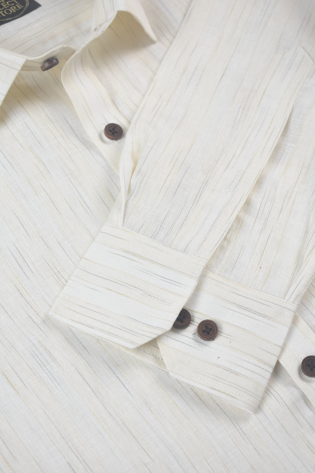 Ivory Fine Vertical Linear Textured Shirt