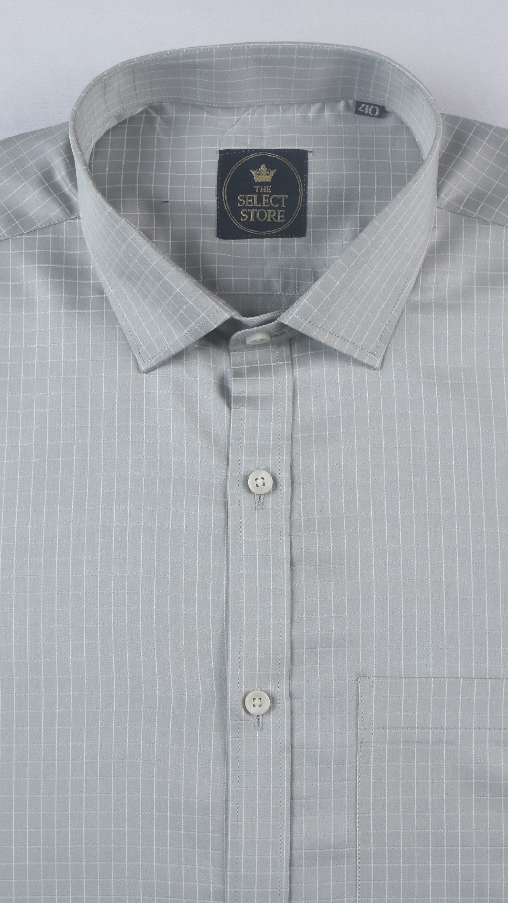 White Micro-Checks Grey Shirt