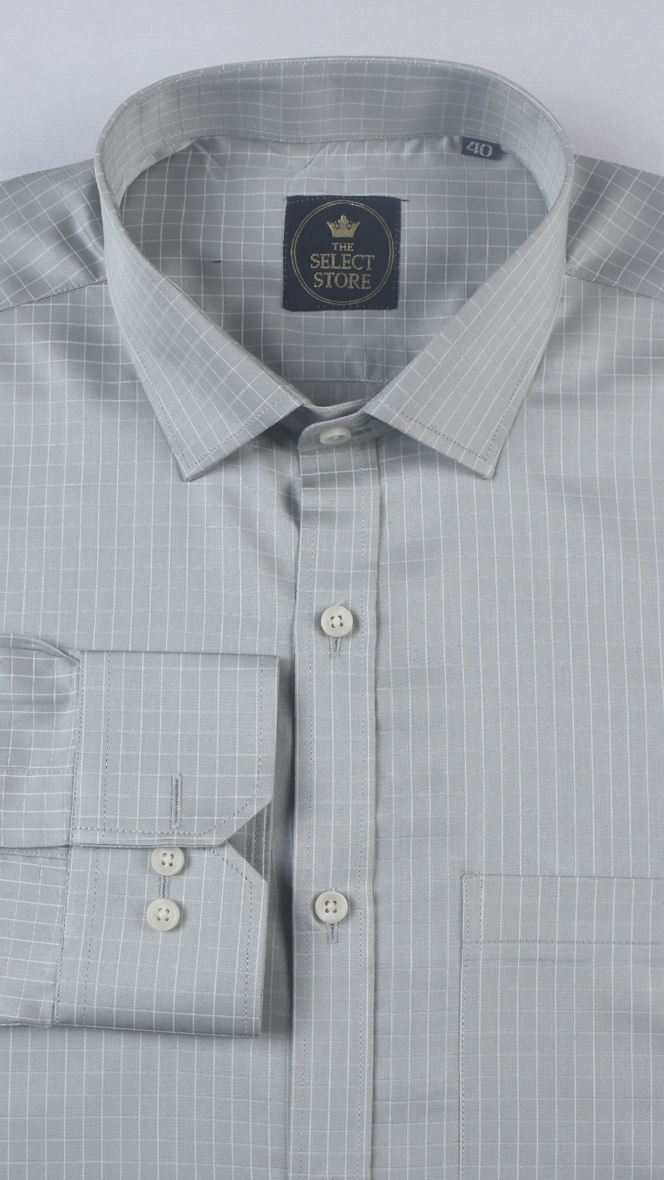White Micro-Checks Grey Shirt