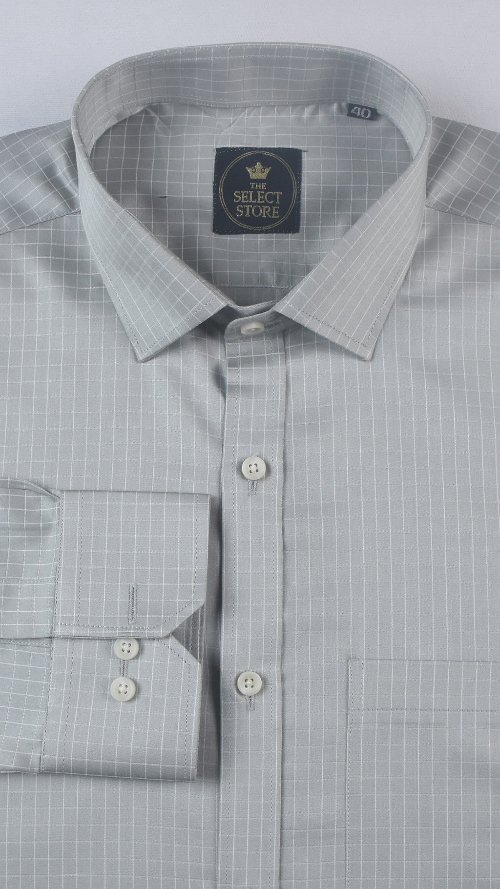 White Micro-Checks Light Grey Shirt