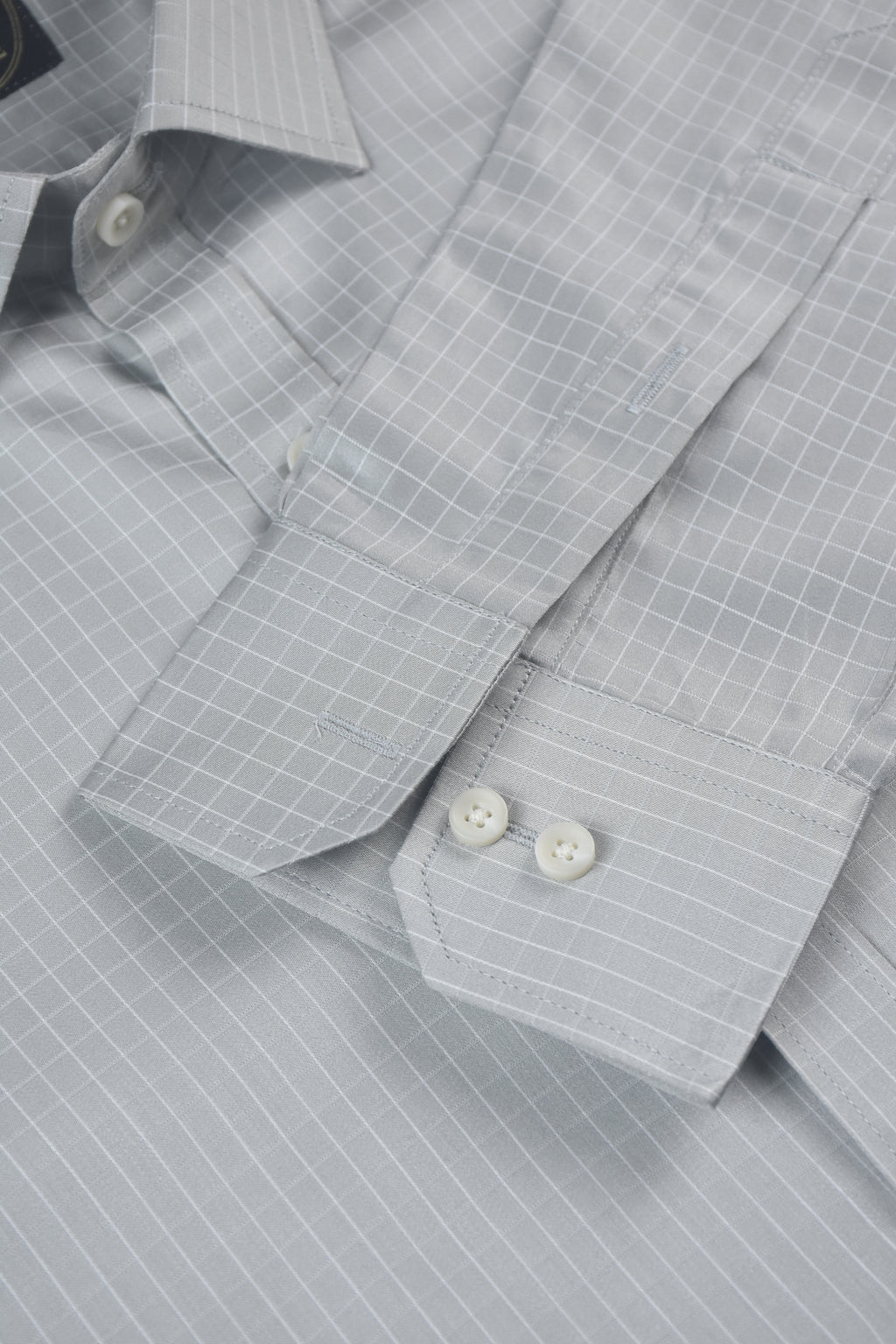 White Micro-Checks Grey Shirt