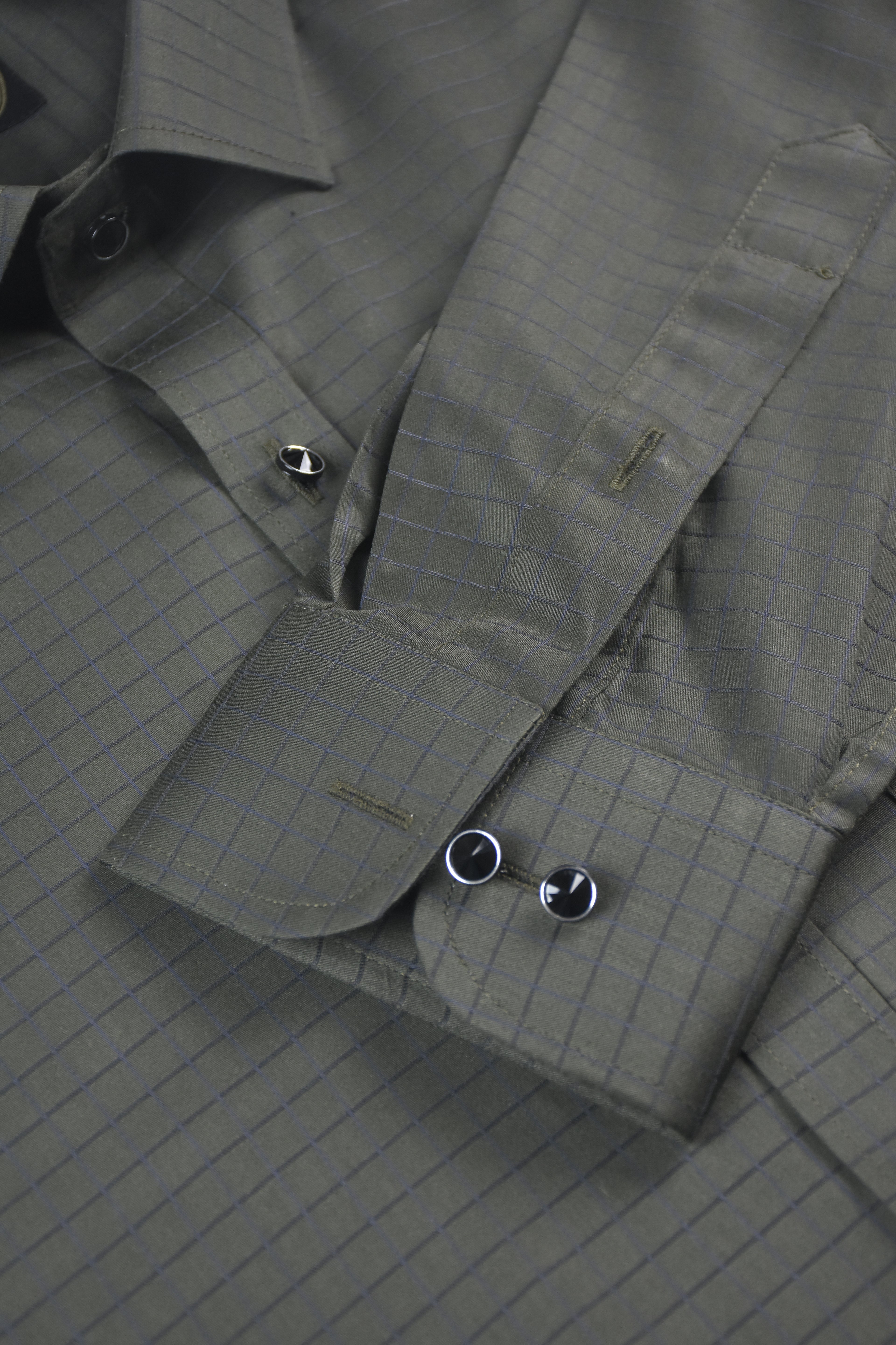 Black Micro Checks Dark Grey Premium Shirt