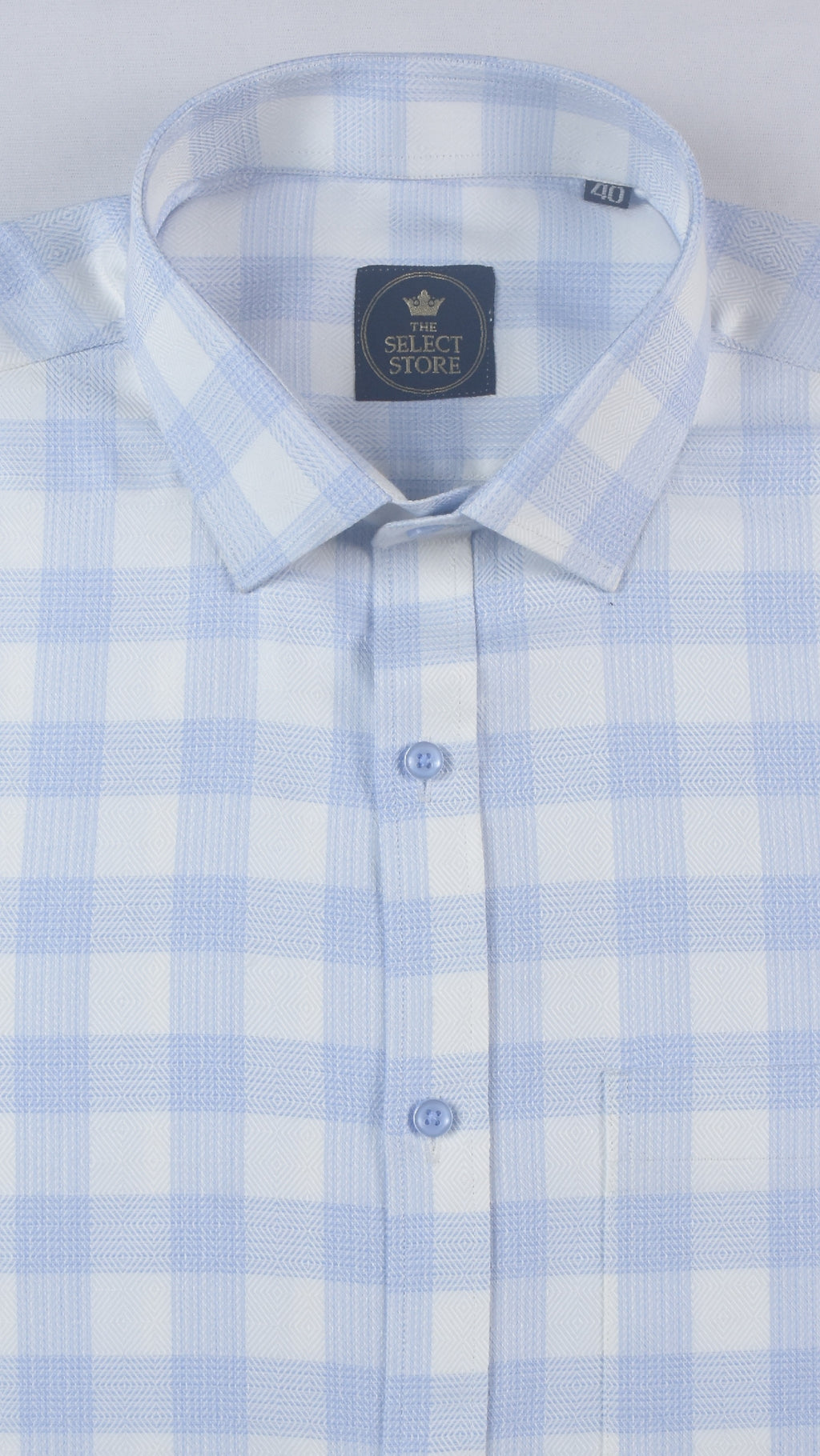 Large Pinstripe Light Blue Checks Shirt