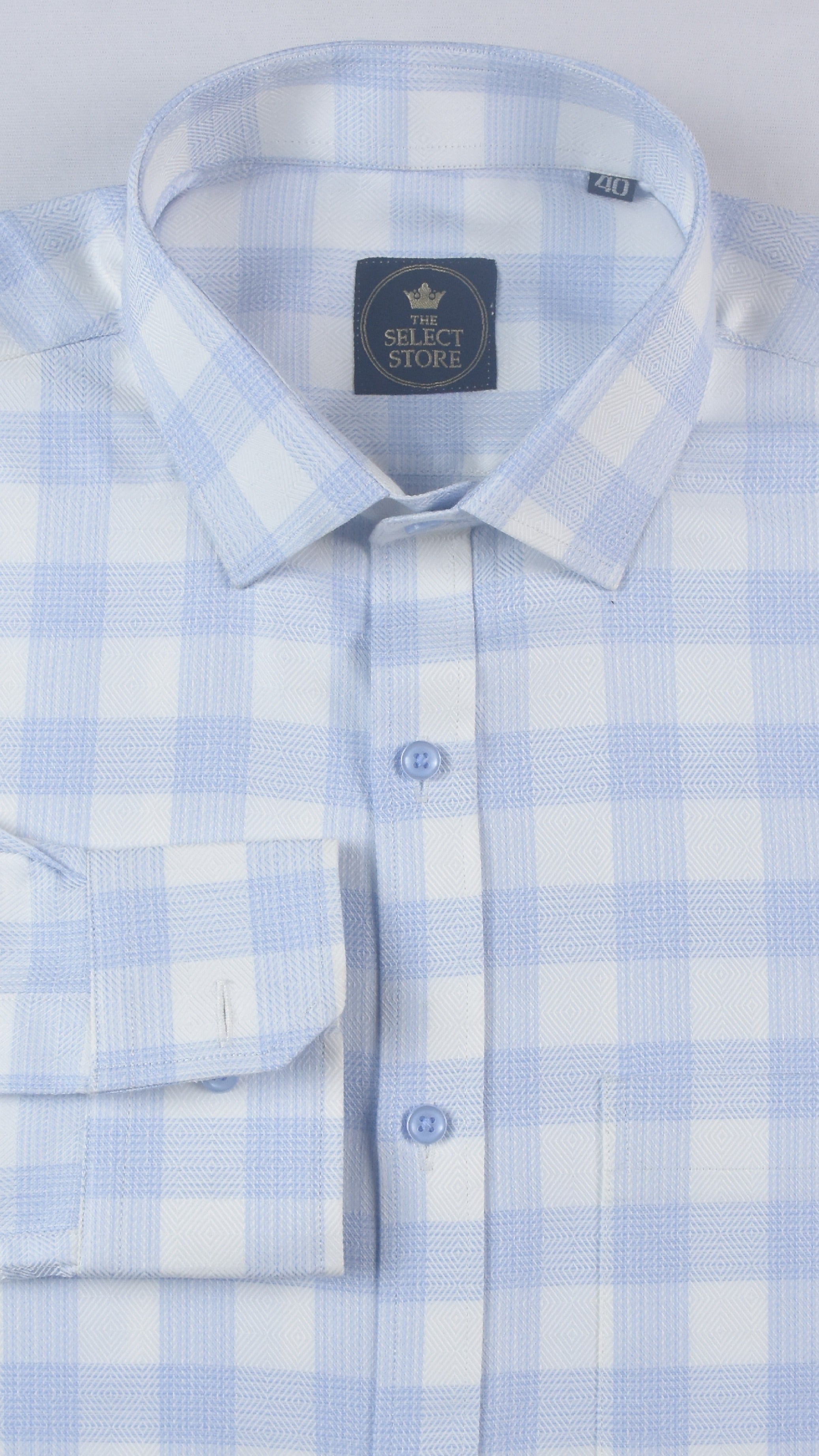 Large Pinstripe Light Blue Checks Shirt