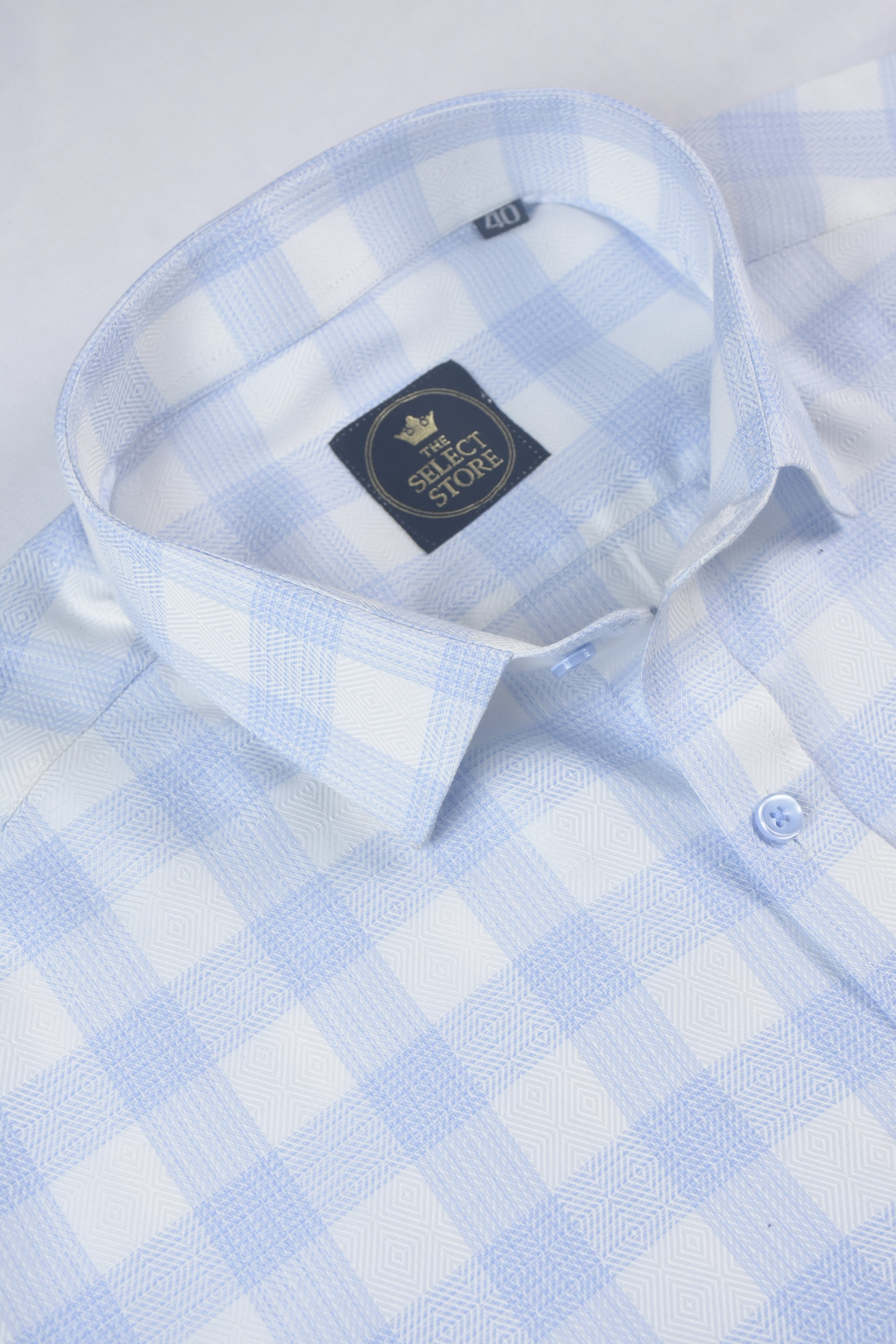 Large Pinstripe Light Blue Checks Shirt