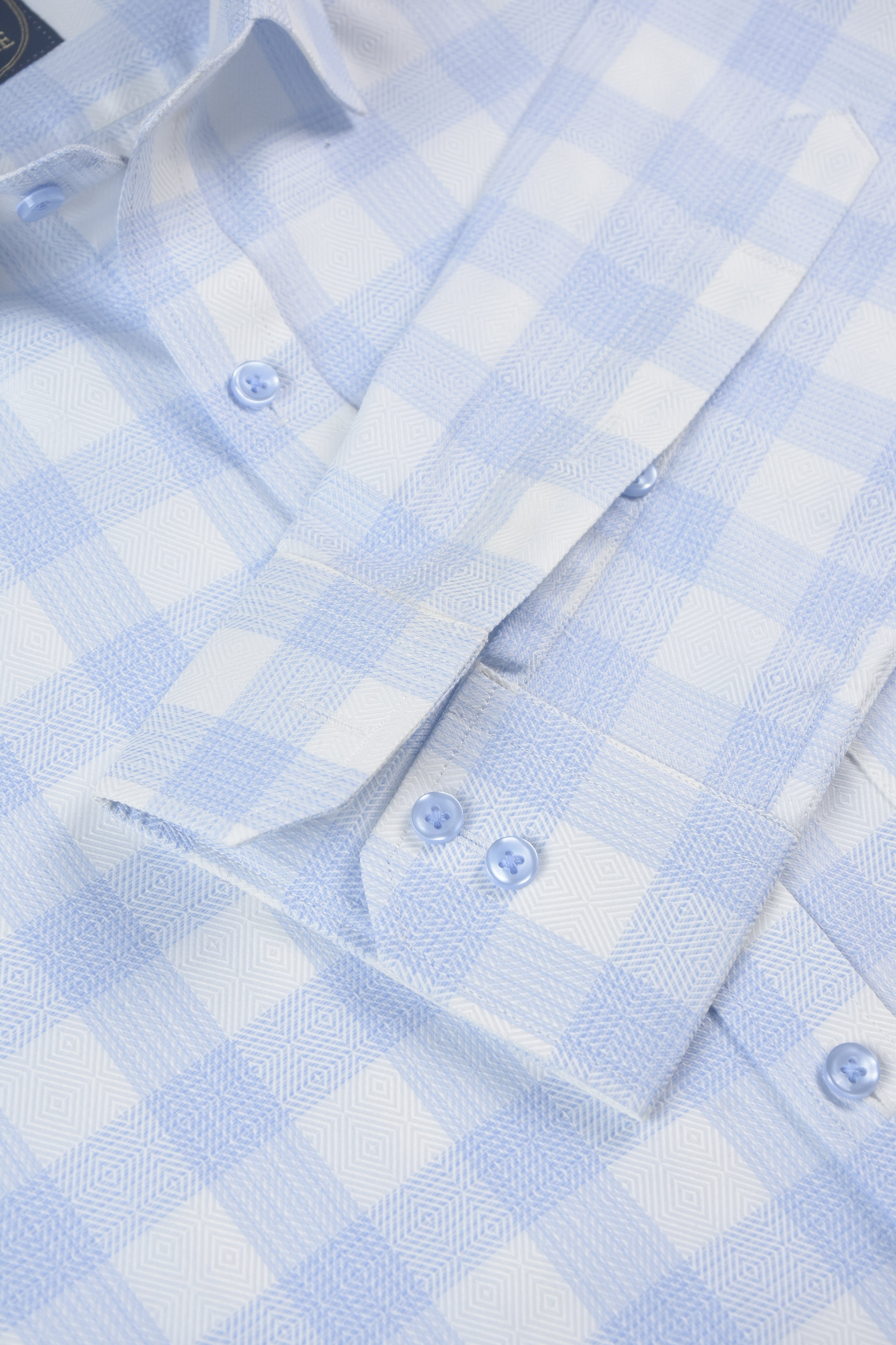 Large Pinstripe Light Blue Checks Shirt