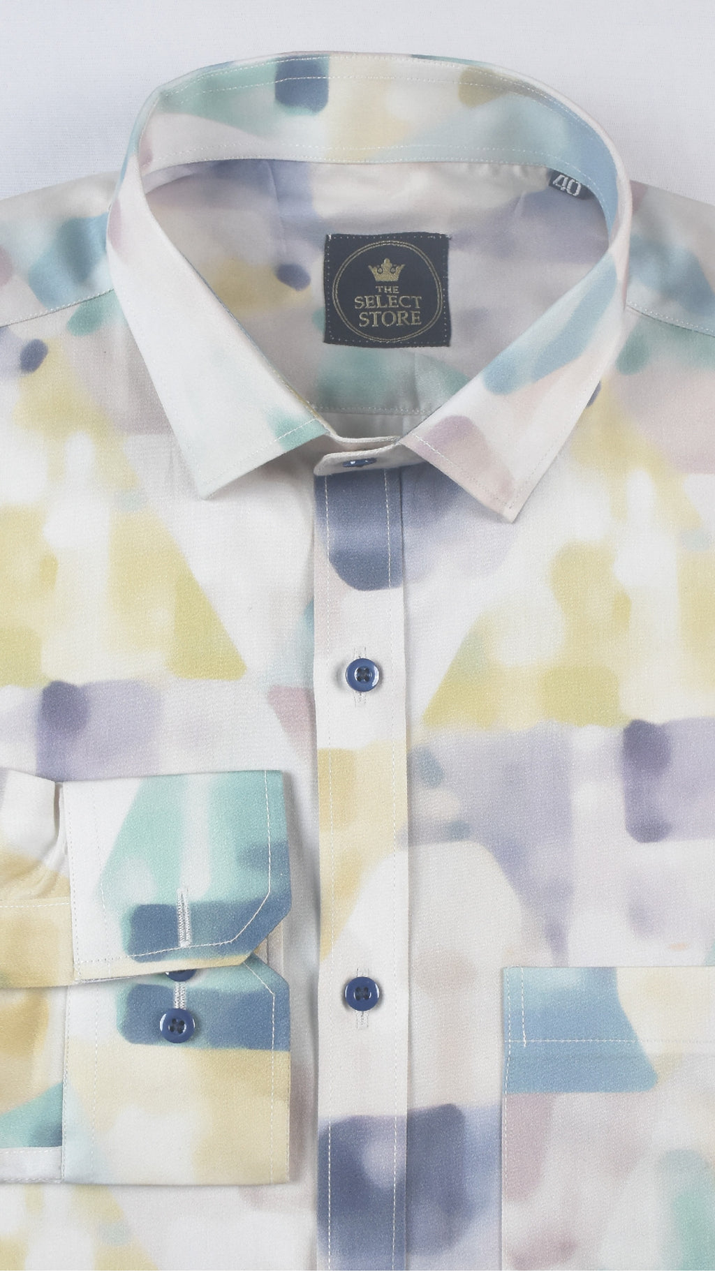 Abstract Pastel Watercolor Mosaic Pattern Shirt