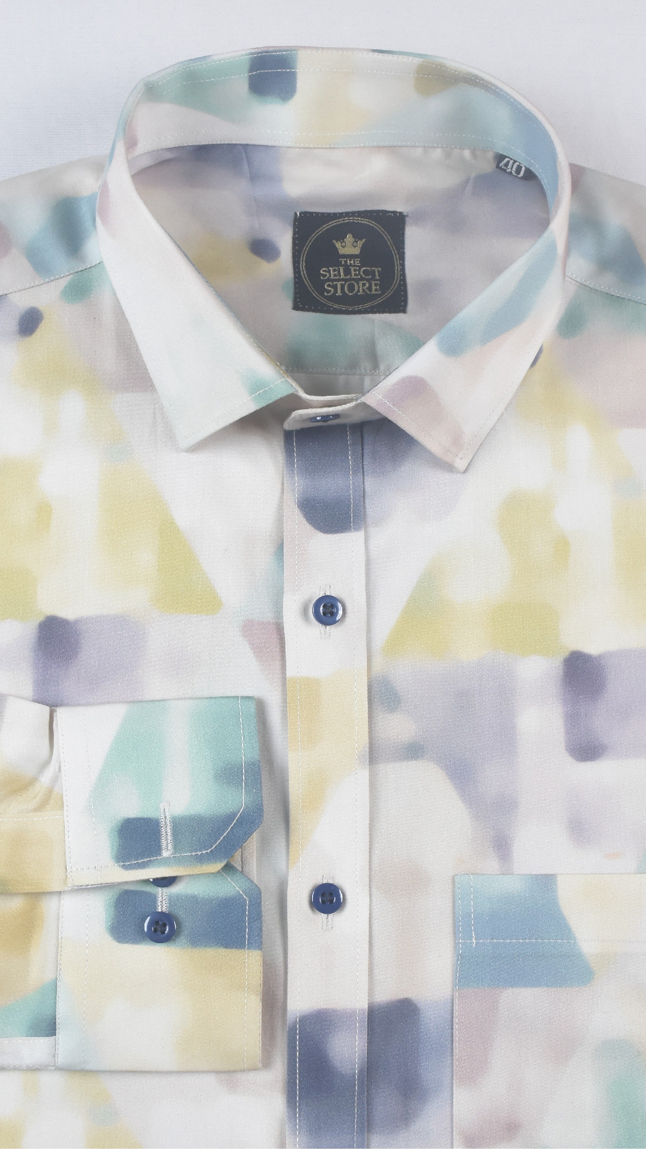 Abstract Pastel Watercolor Mosaic Pattern Shirt