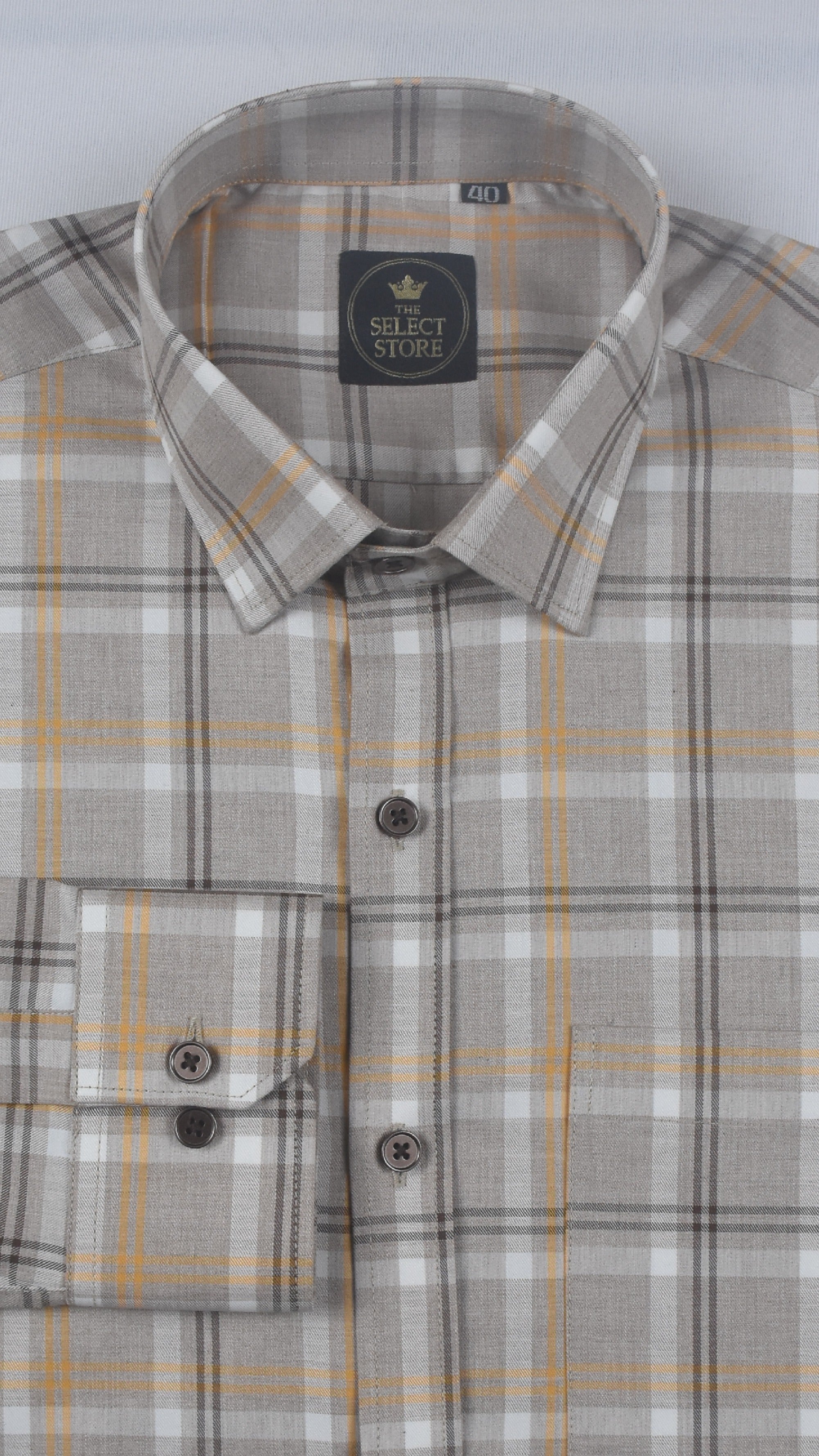 Tan and Orange Double Stripe Check Shirt