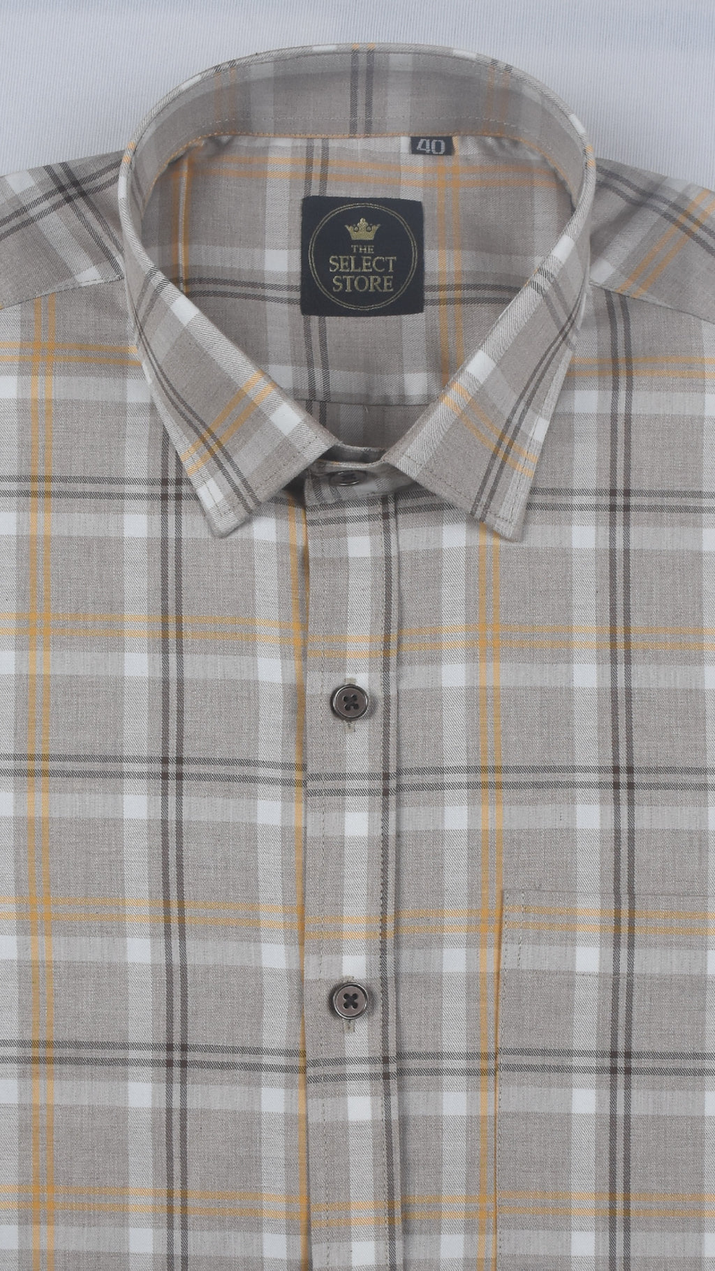 Tan and Orange Double Stripe Check Shirt