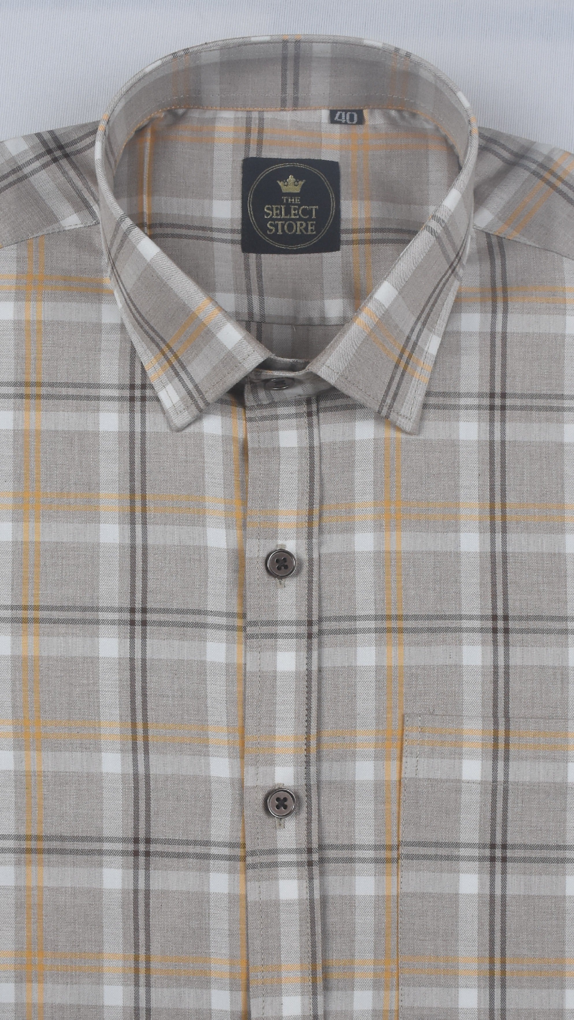 Tan and Orange Double Stripe Check Shirt