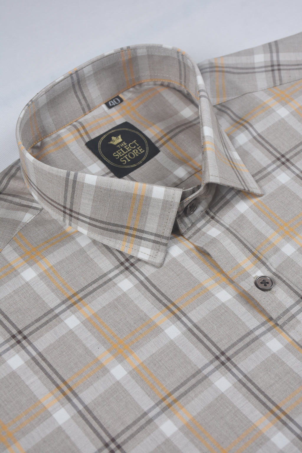 Tan and Orange Double Stripe Check Shirt