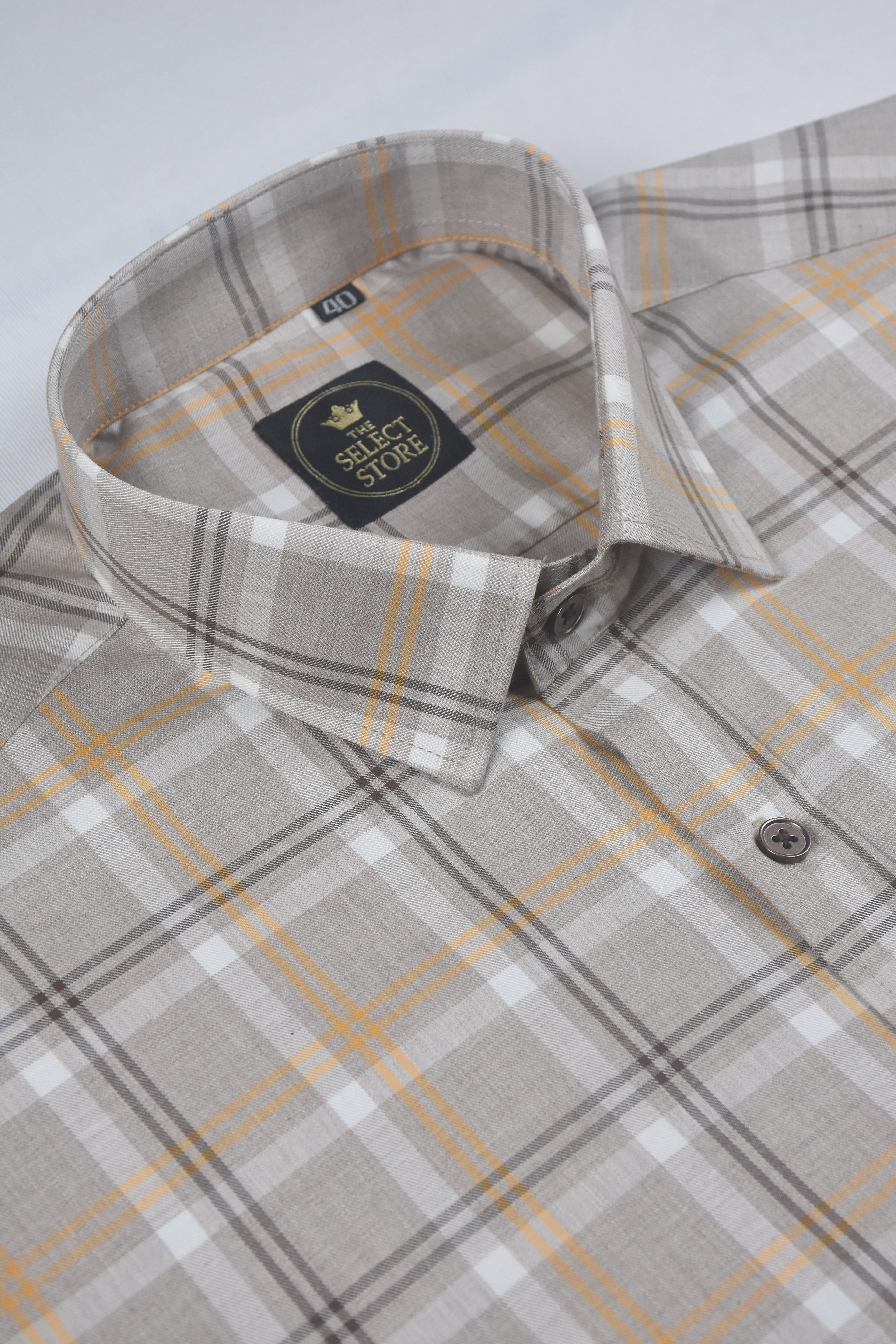 Tan and Orange Double Stripe Check Shirt