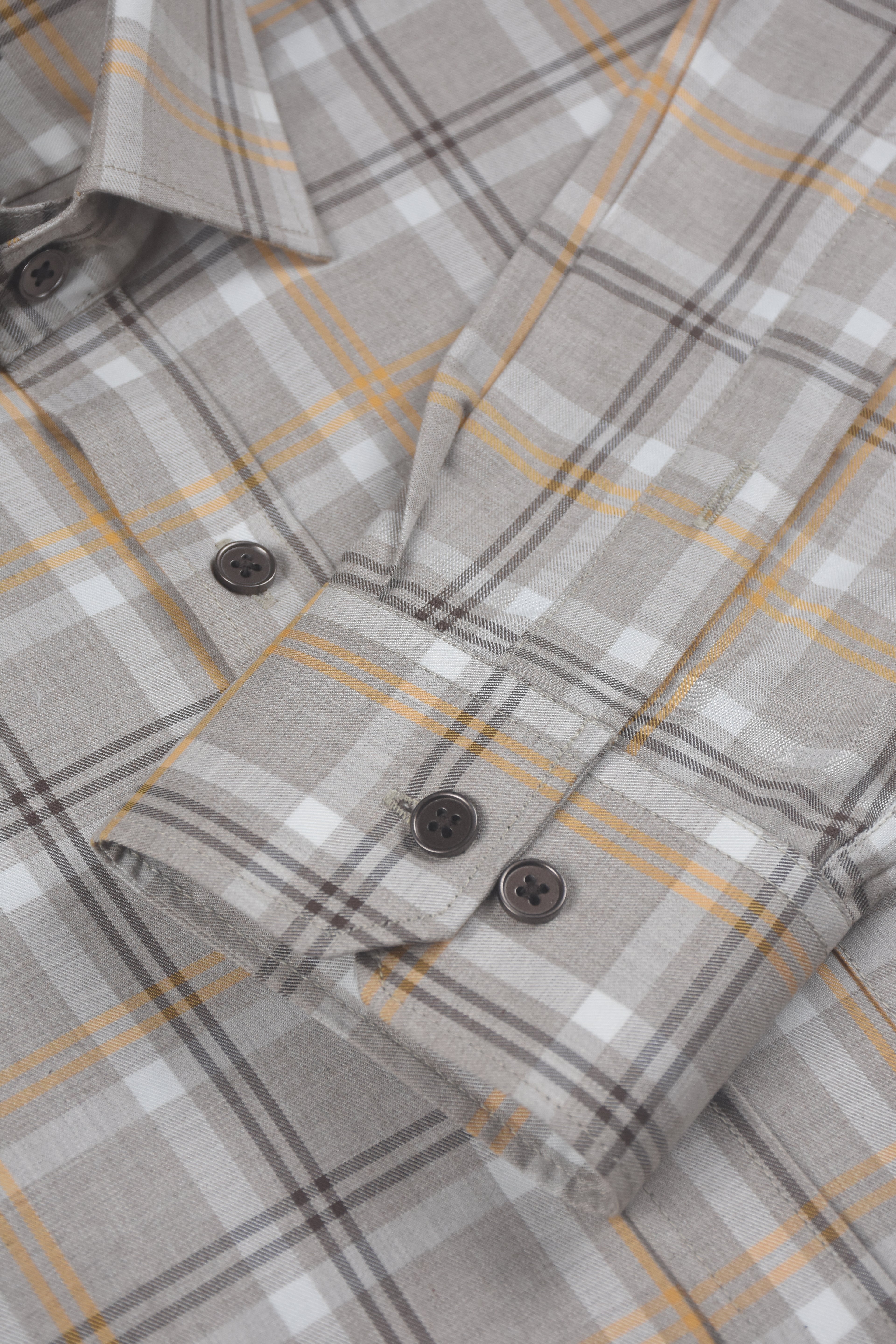 Tan and Orange Double Stripe Check Shirt