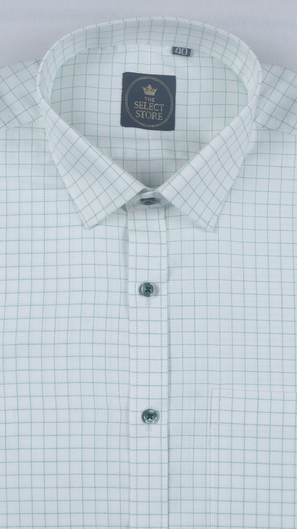 Emerald Green & White Grid-Check Shirt