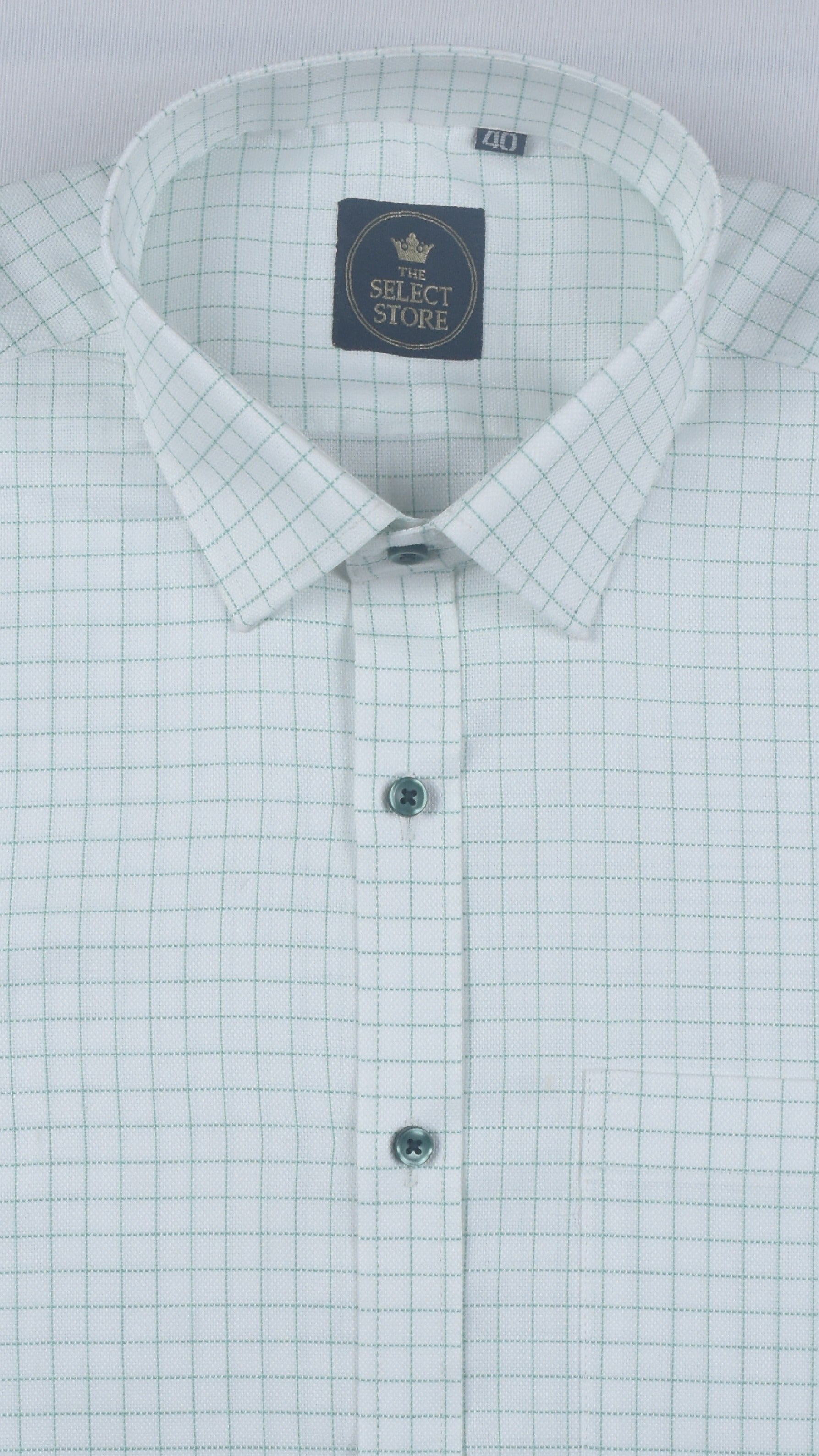 Emerald Green & White Grid-Check Shirt