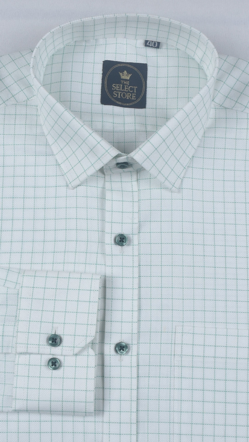 Emerald Green & White Grid-Check Shirt