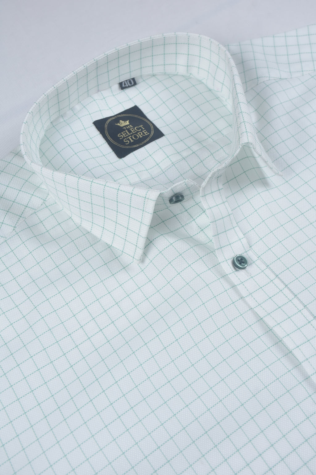 Emerald Green & White Grid-Check Shirt