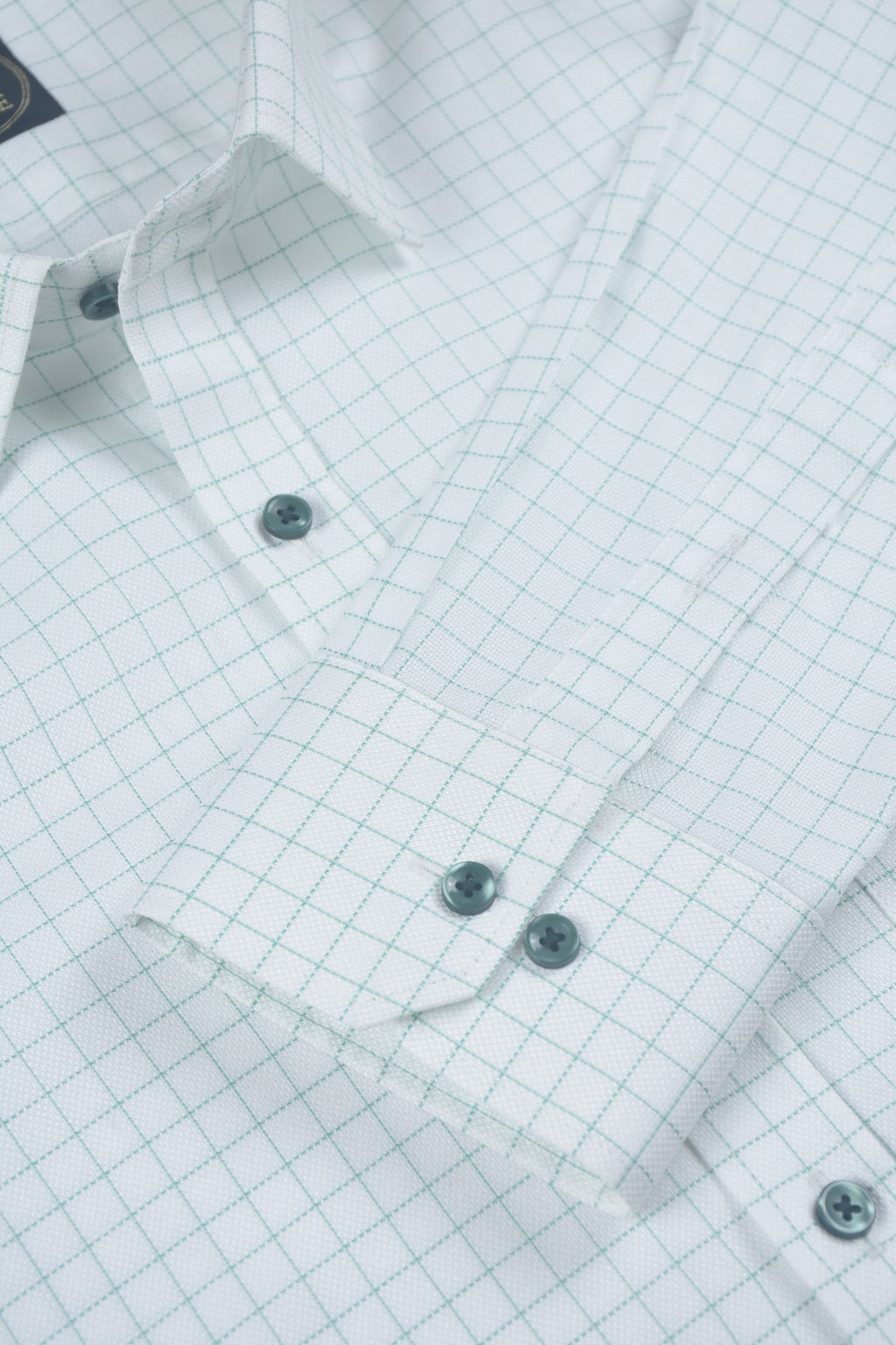 Emerald Green & White Grid-Check Shirt